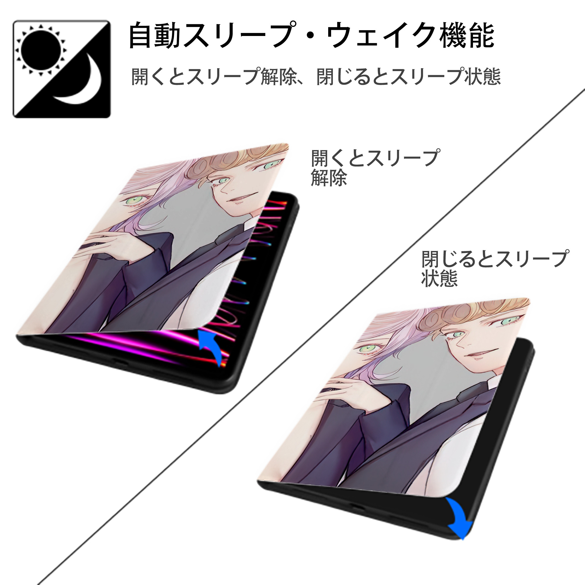 ジョジョの奇妙な冒険 JoJo's Bizarre Adventure IPad ケース ブック型 PUレザー TPU 耐衝撃 軽量 薄型 ペン収納なし 全面保護 IPad 各モデル対応