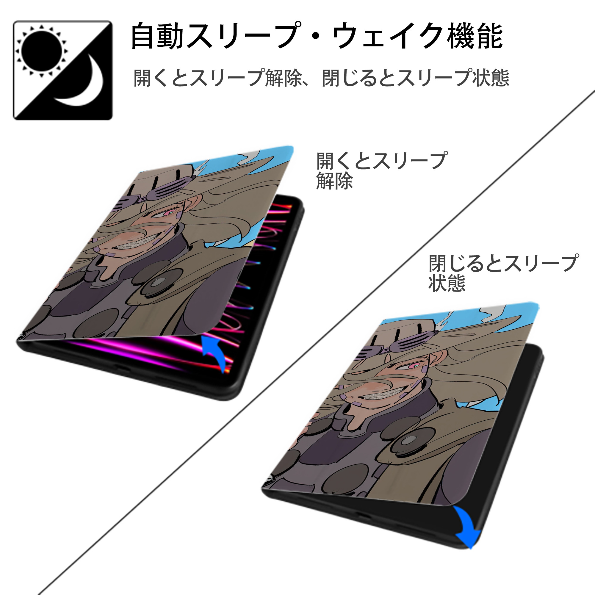 ジョジョの奇妙な冒険 JoJo's Bizarre Adventure IPad ケース ブック型 PUレザー TPU 耐衝撃 軽量 薄型 ペン収納なし 全面保護 IPad 各モデル対応