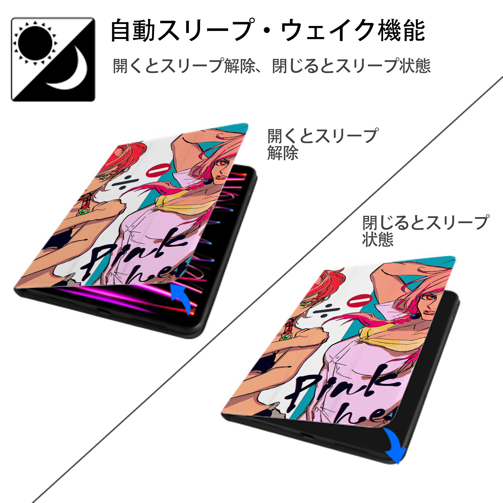 ジョジョの奇妙な冒険 JoJo's Bizarre Adventure IPad ケース ブック型 PUレザー TPU 耐衝撃 軽量 薄型 ペン収納なし 全面保護 IPad 各モデル対応