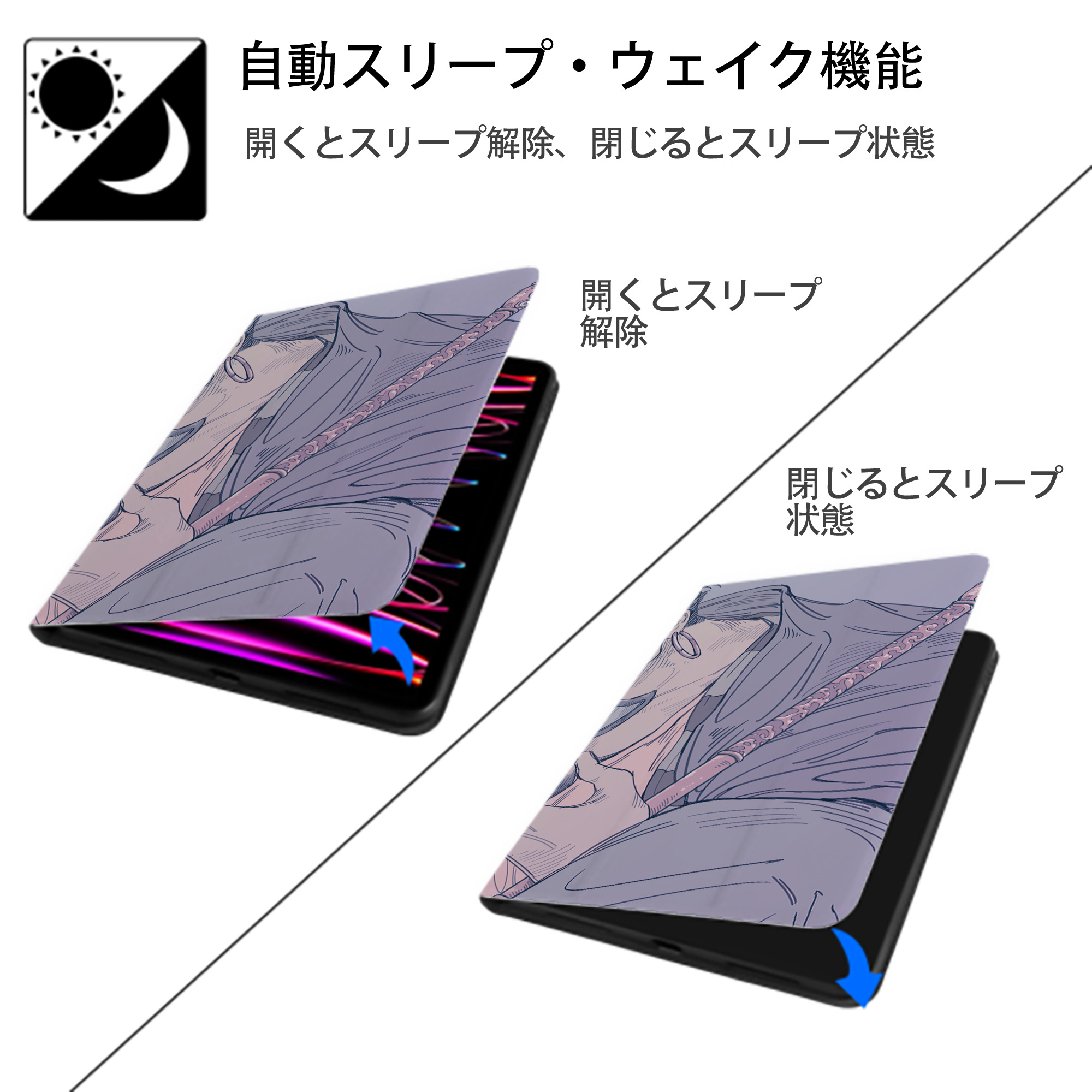 ジョジョの奇妙な冒険 JoJo's Bizarre Adventure IPad ケース ブック型 PUレザー TPU 耐衝撃 軽量 薄型 ペン収納なし 全面保護 IPad 各モデル対応