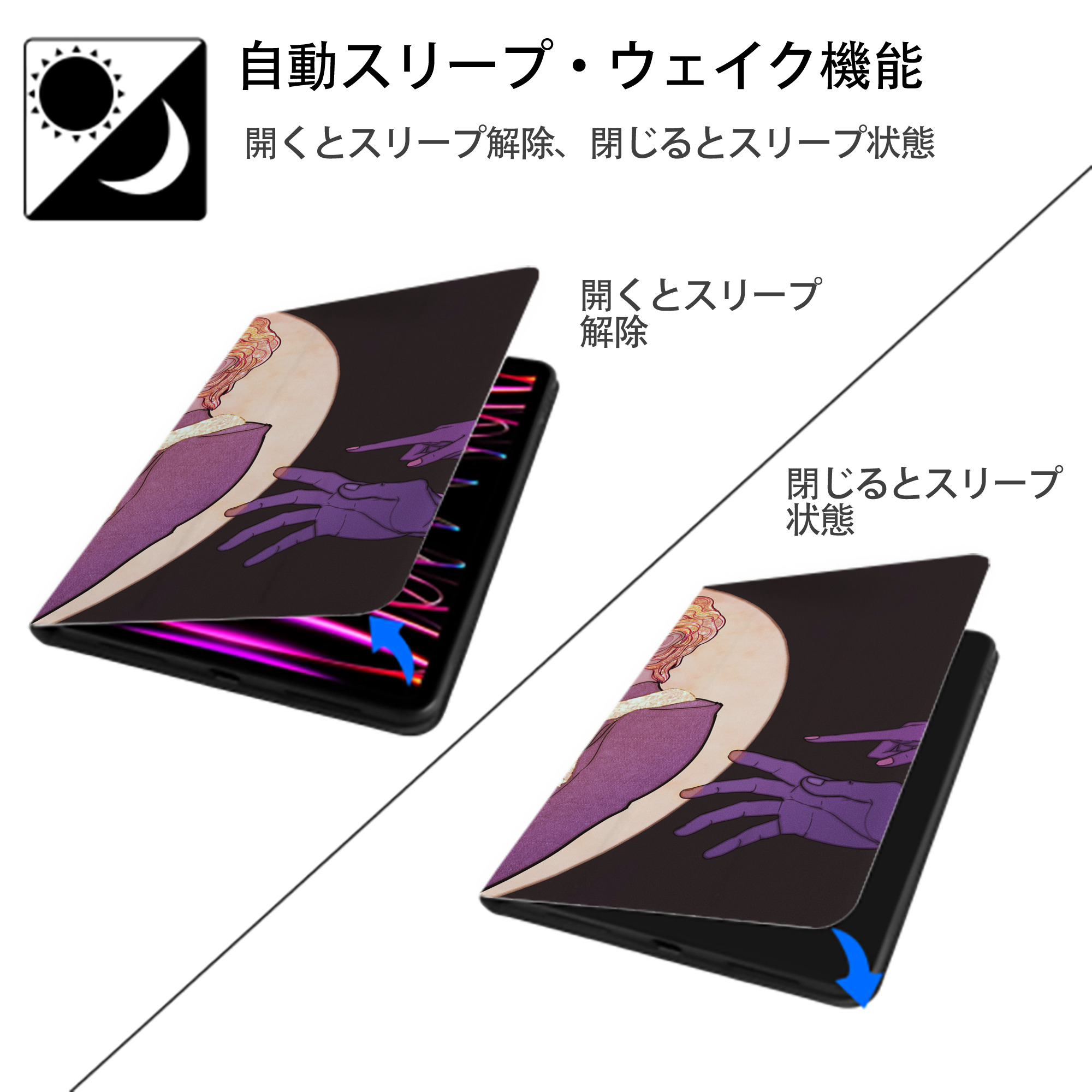 ジョジョの奇妙な冒険 JoJo's Bizarre Adventure IPad ケース ブック型 PUレザー TPU 耐衝撃 軽量 薄型 ペン収納なし 全面保護 IPad 各モデル対応