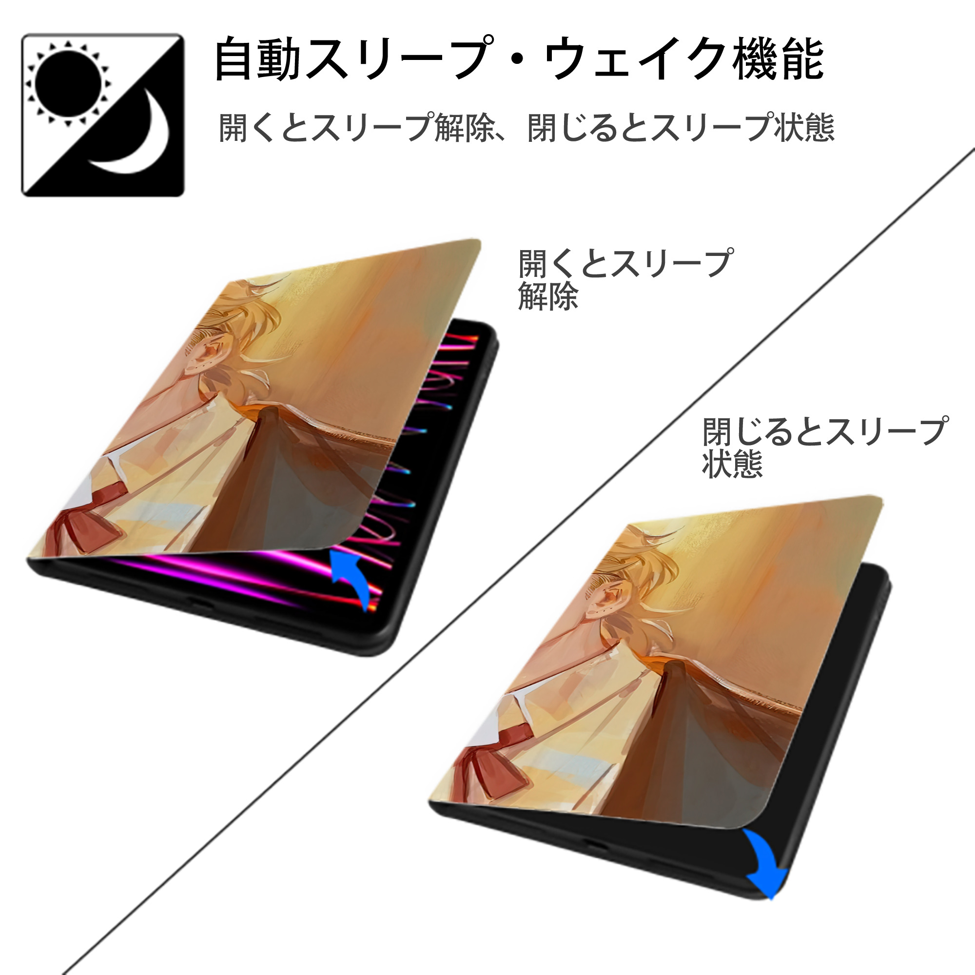 ジョジョの奇妙な冒険 JoJo's Bizarre Adventure IPad ケース ブック型 PUレザー TPU 耐衝撃 軽量 薄型 ペン収納なし 全面保護 IPad 各モデル対応