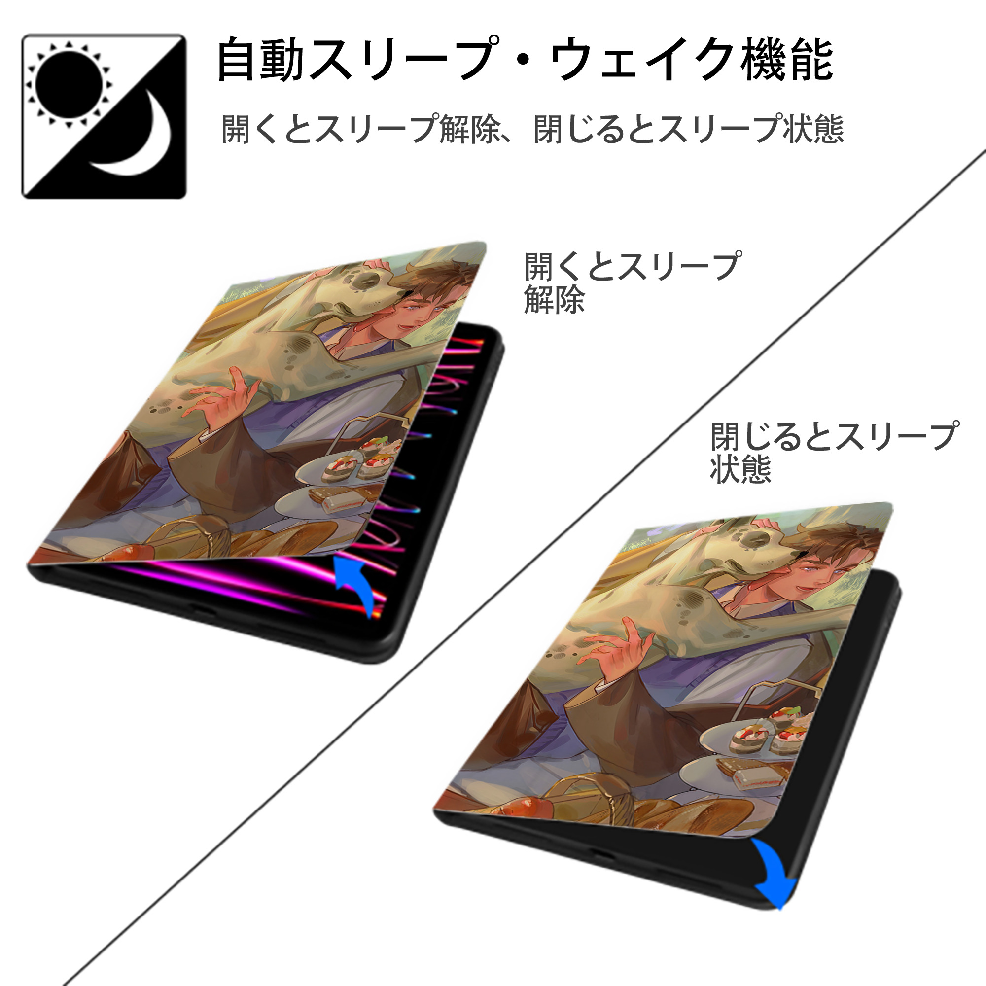 ジョジョの奇妙な冒険 JoJo's Bizarre Adventure IPad ケース ブック型 PUレザー TPU 耐衝撃 軽量 薄型 ペン収納なし 全面保護 IPad 各モデル対応