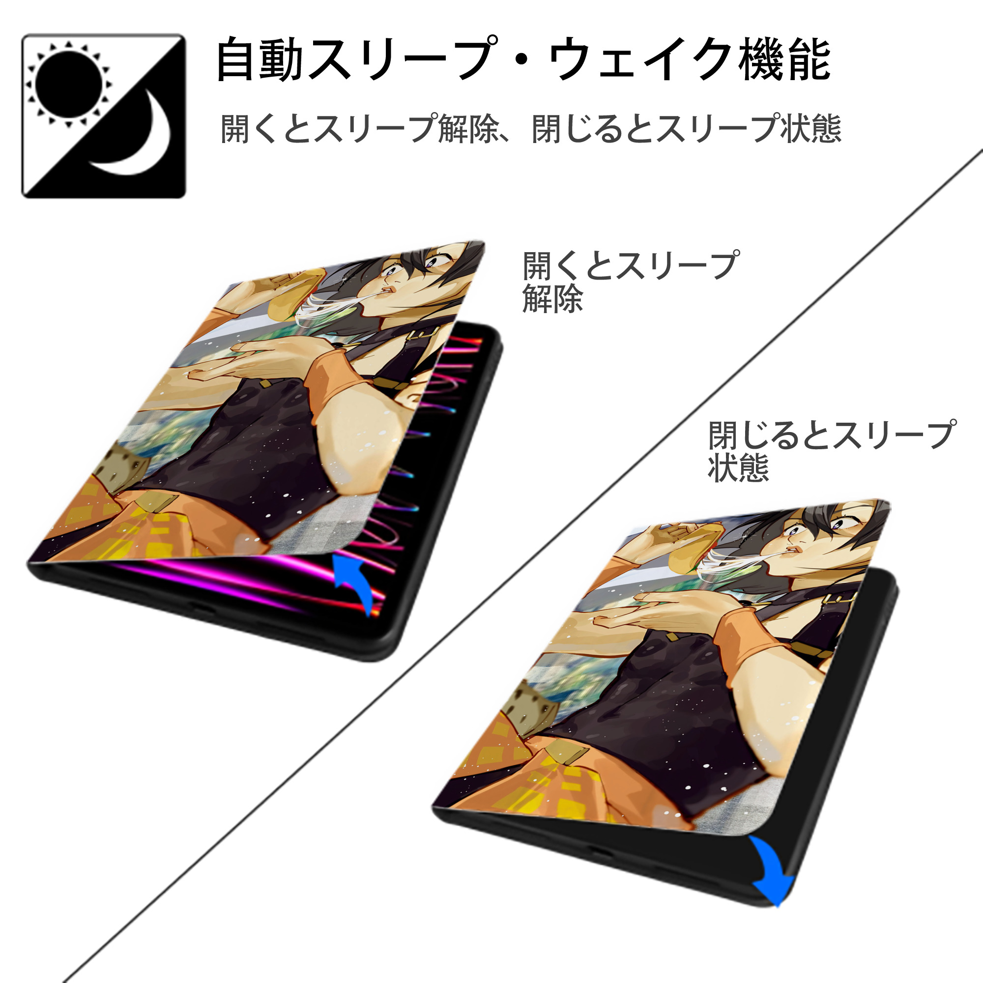 ジョジョの奇妙な冒険 JoJo's Bizarre Adventure IPad ケース ブック型 PUレザー TPU 耐衝撃 軽量 薄型 ペン収納なし 全面保護 IPad 各モデル対応