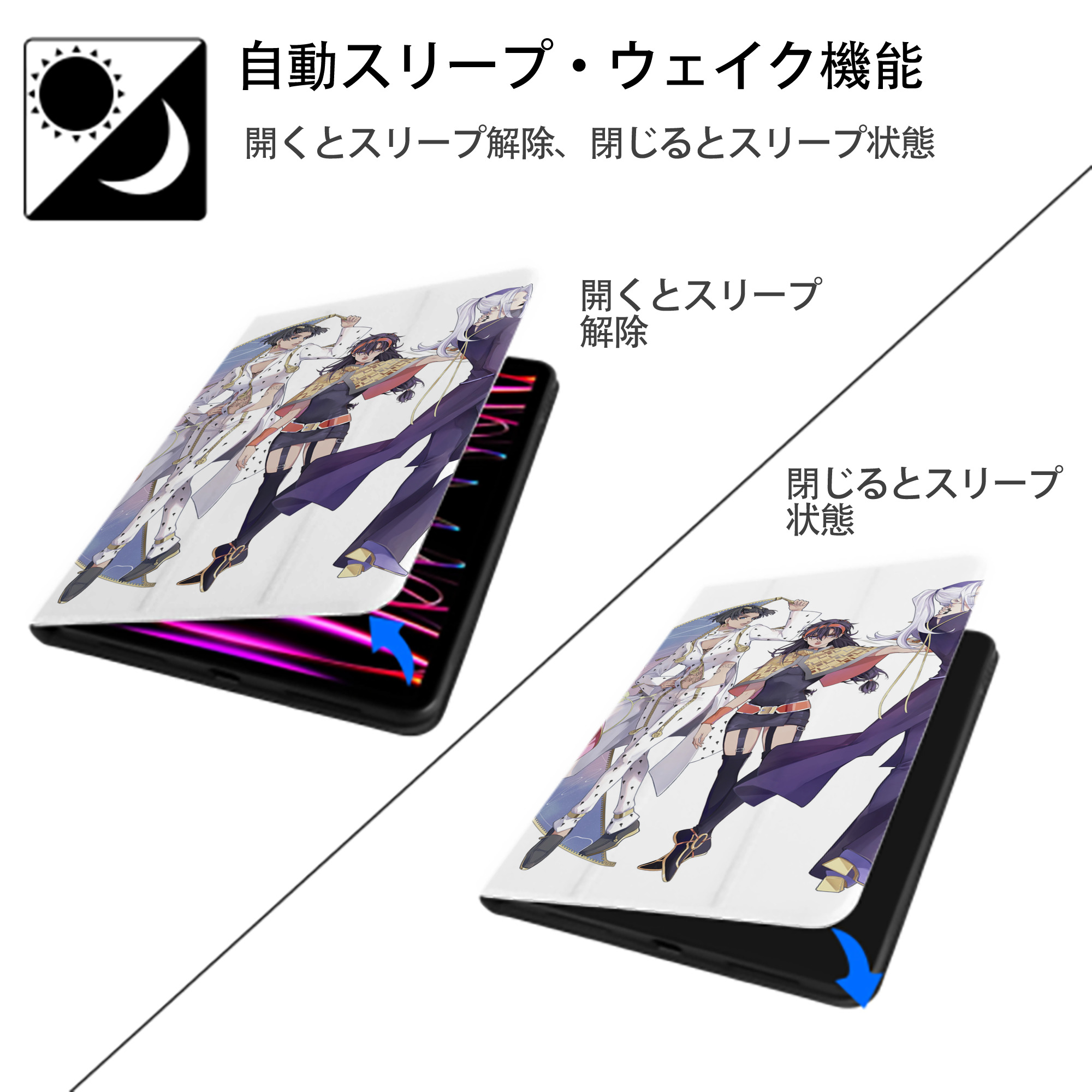 ジョジョの奇妙な冒険 JoJo's Bizarre Adventure IPad ケース ブック型 PUレザー TPU 耐衝撃 軽量 薄型 ペン収納なし 全面保護 IPad 各モデル対応