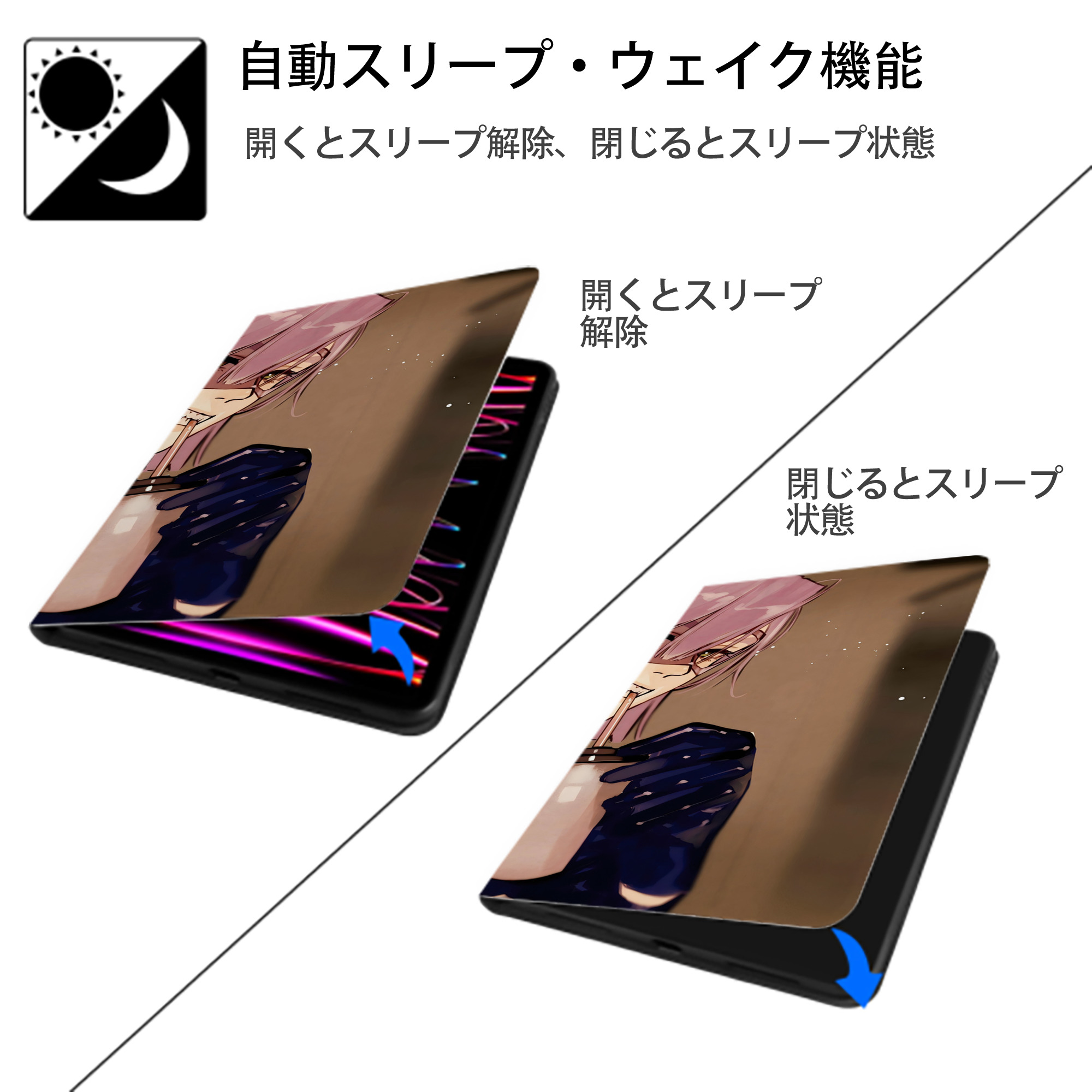 ジョジョの奇妙な冒険 JoJo's Bizarre Adventure IPad ケース ブック型 PUレザー TPU 耐衝撃 軽量 薄型 ペン収納なし 全面保護 IPad 各モデル対応