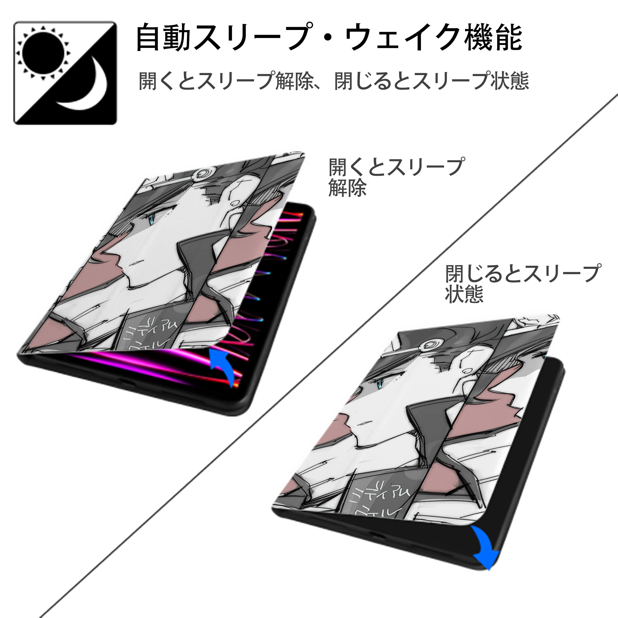 ジョジョの奇妙な冒険 JoJo's Bizarre Adventure IPadケース ペンホルダー付き ブックスタイルデザイン