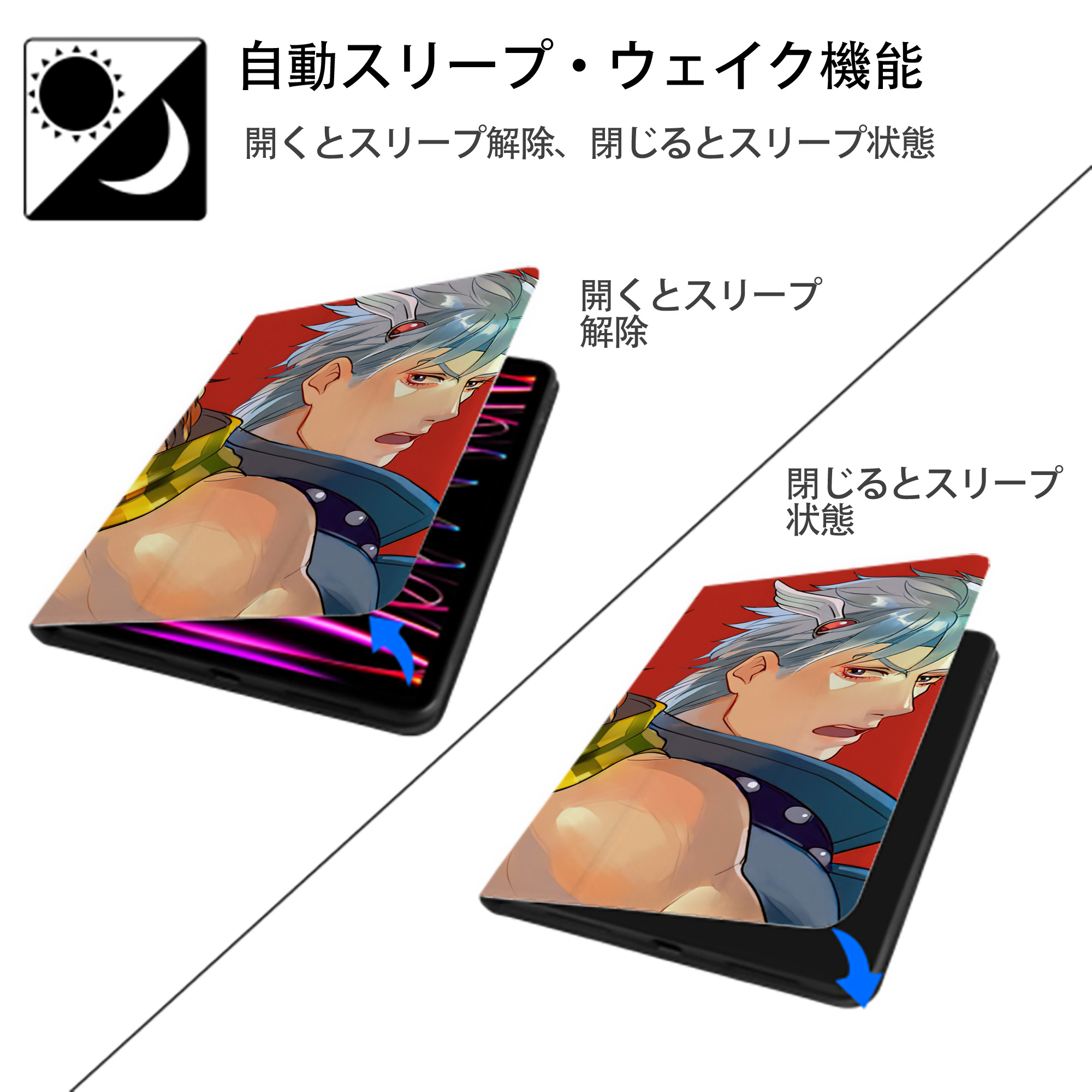 ジョジョの奇妙な冒険 JoJo's Bizarre Adventure IPadケース ペンホルダー付き ブックスタイルデザイン