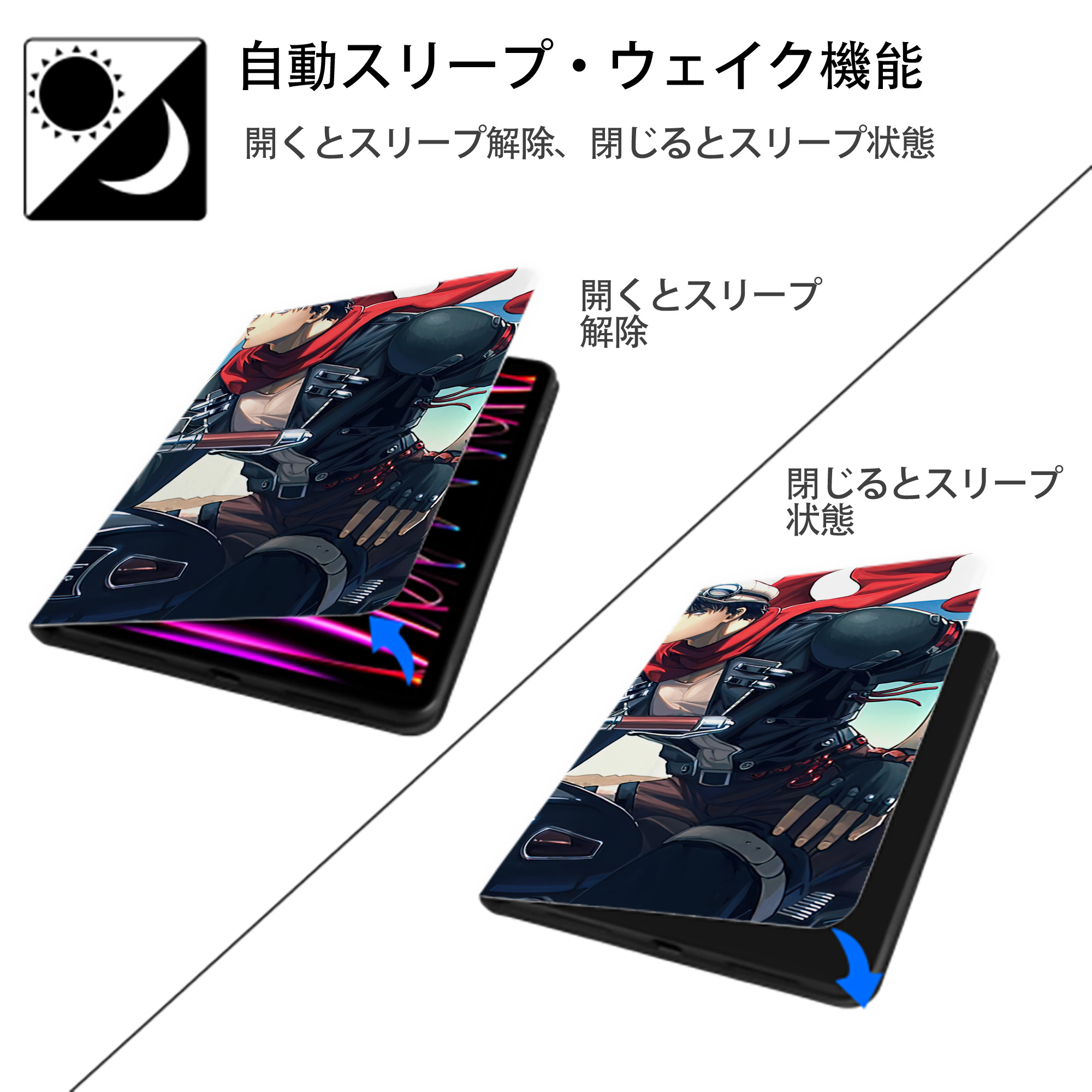 ジョジョの奇妙な冒険 JoJo's Bizarre Adventure IPadケース ペンホルダー付き ブックスタイルデザイン