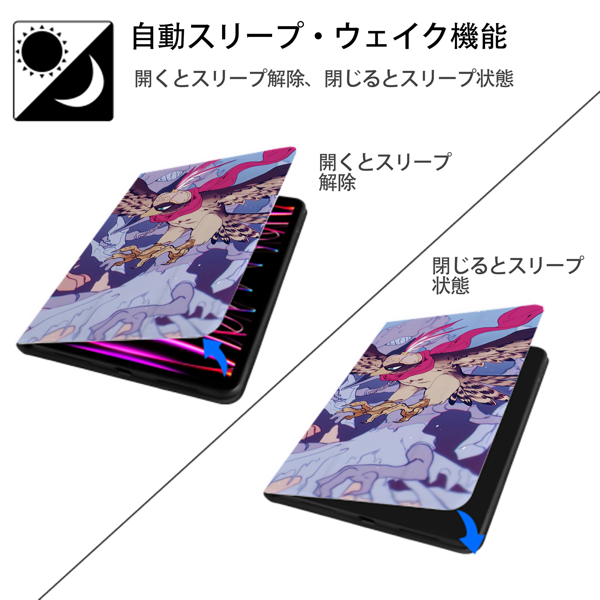 ジョジョの奇妙な冒険 JoJo's Bizarre Adventure IPadケース ペンホルダー付き ブックスタイルデザイン