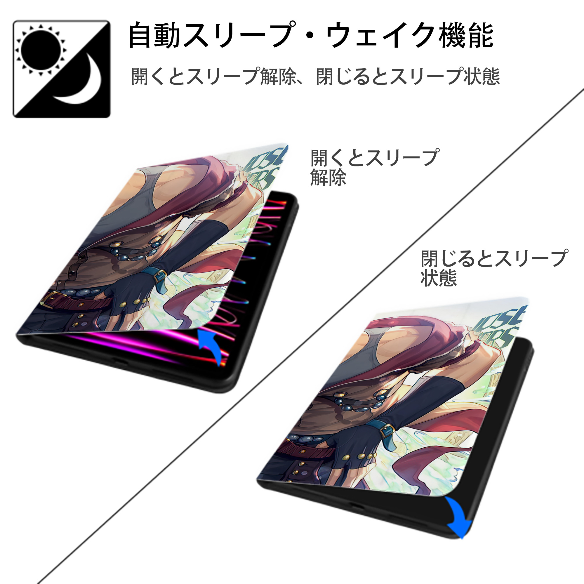 ジョジョの奇妙な冒険 JoJo's Bizarre Adventure IPadケース ペンホルダー付き ブックスタイルデザイン