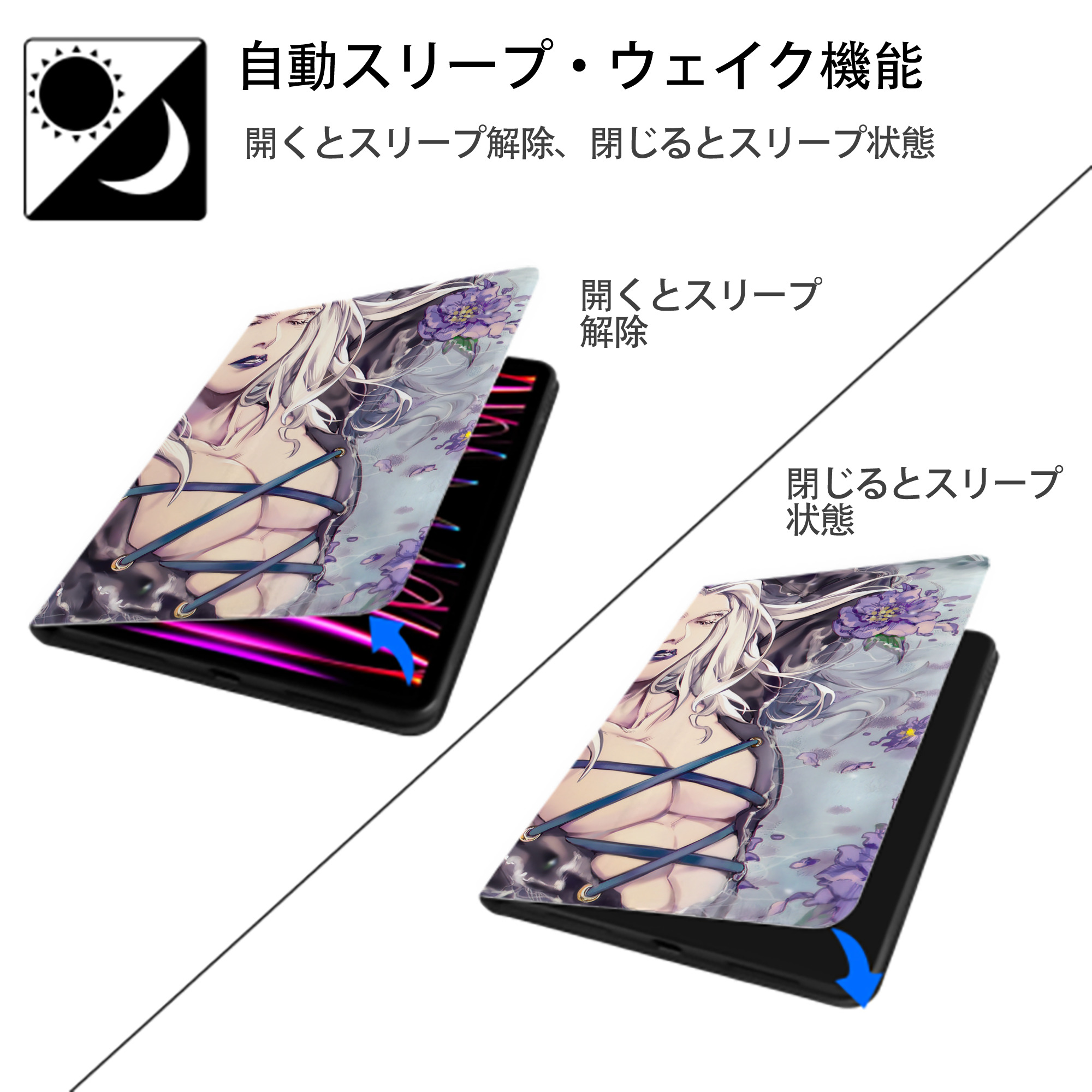 ジョジョの奇妙な冒険 JoJo's Bizarre Adventure IPadケース ペンホルダー付き ブックスタイルデザイン
