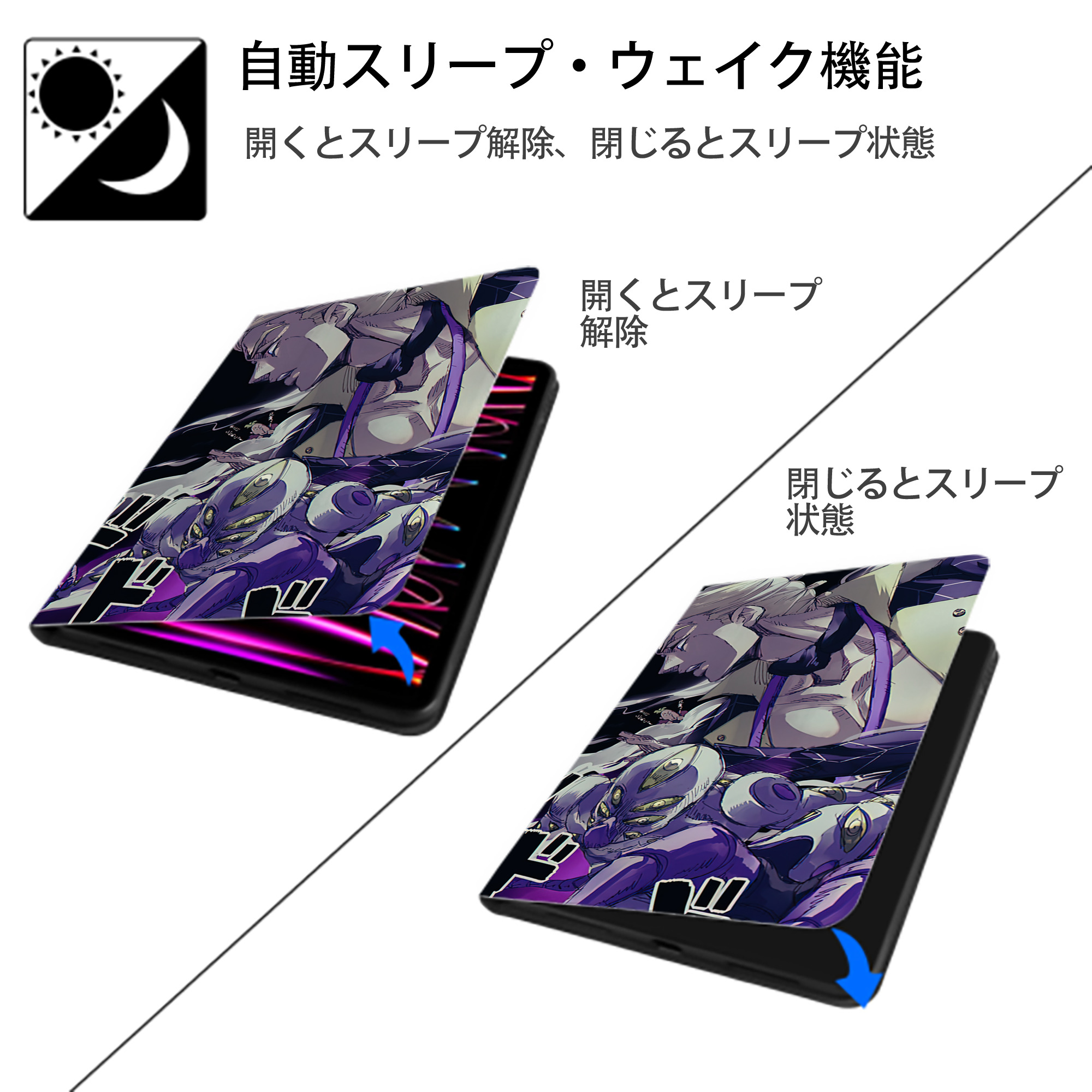 ジョジョの奇妙な冒険 JoJo's Bizarre Adventure IPadケース ペンホルダー付き ブックスタイルデザイン