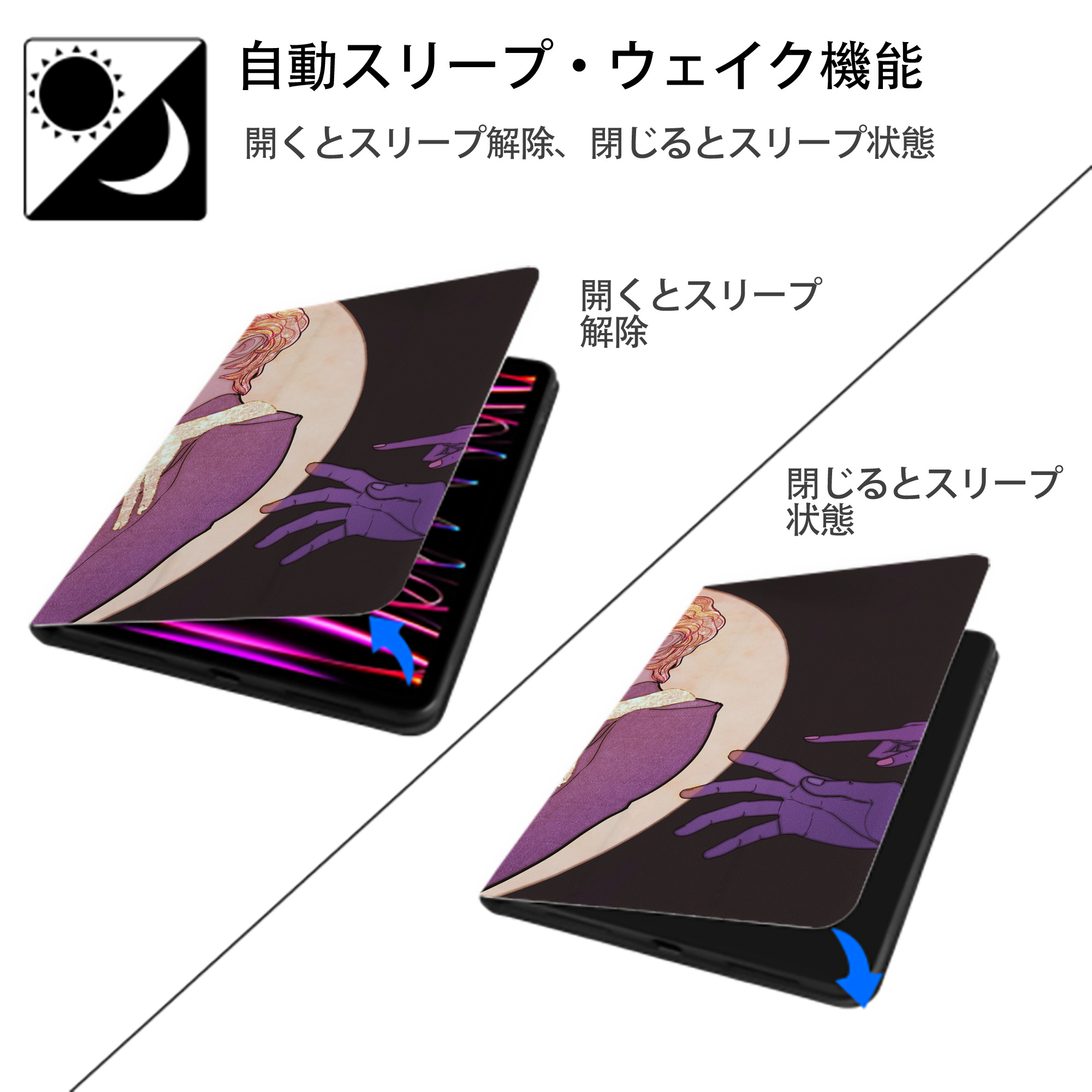 ジョジョの奇妙な冒険 JoJo's Bizarre Adventure IPadケース ペンホルダー付き ブックスタイルデザイン