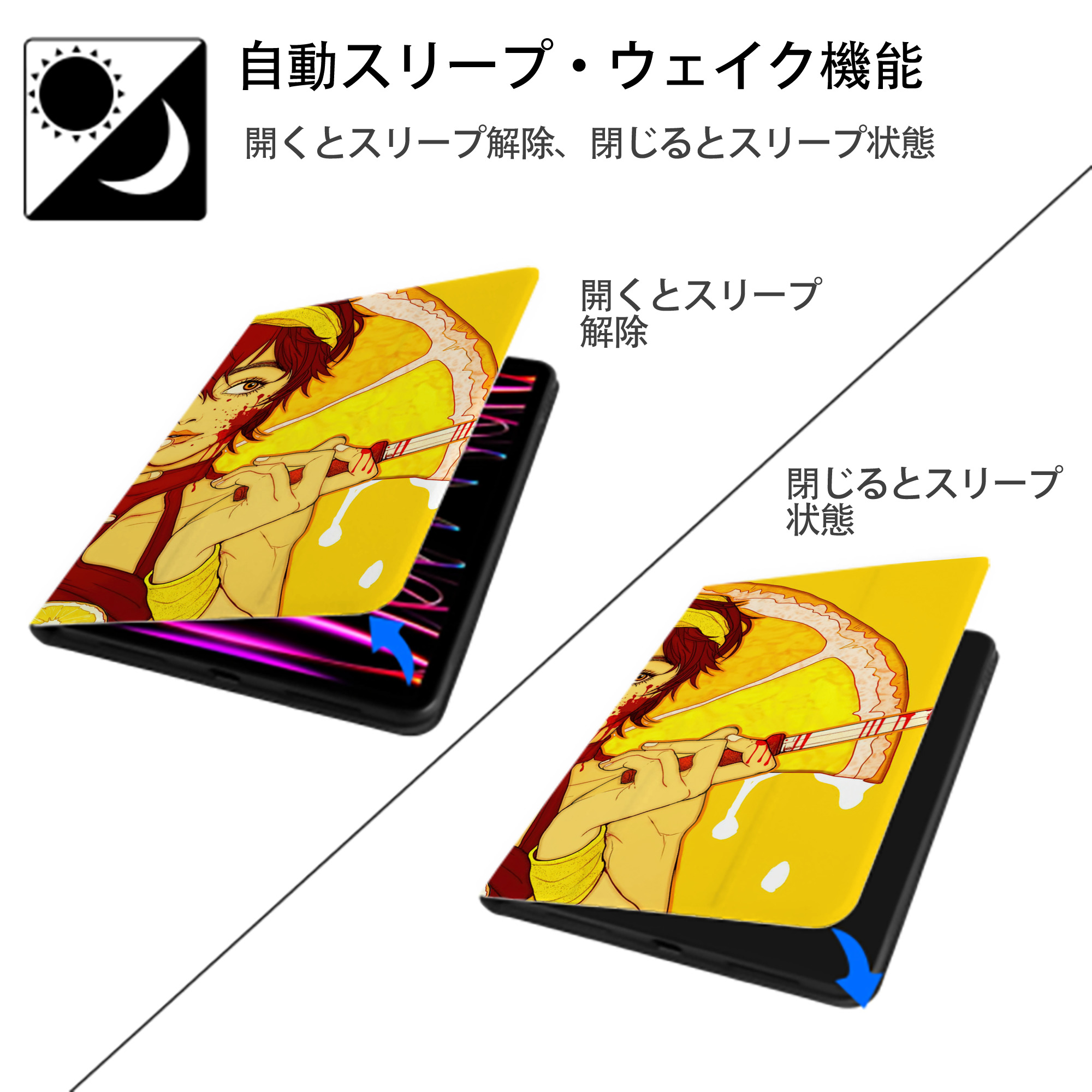 ジョジョの奇妙な冒険 JoJo's Bizarre Adventure IPadケース ペンホルダー付き ブックスタイルデザイン
