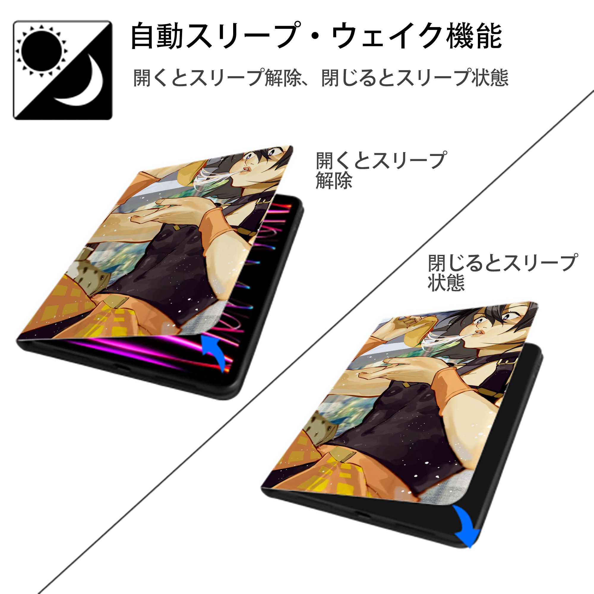 ジョジョの奇妙な冒険 JoJo's Bizarre Adventure IPadケース ペンホルダー付き ブックスタイルデザイン