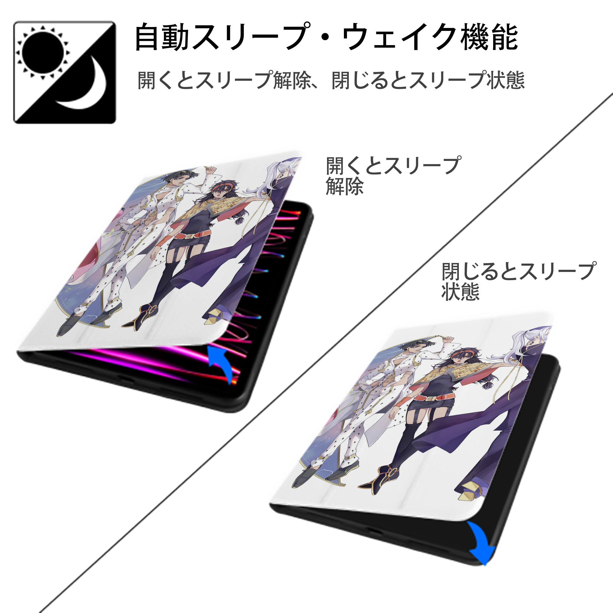ジョジョの奇妙な冒険 JoJo's Bizarre Adventure IPadケース ペンホルダー付き ブックスタイルデザイン