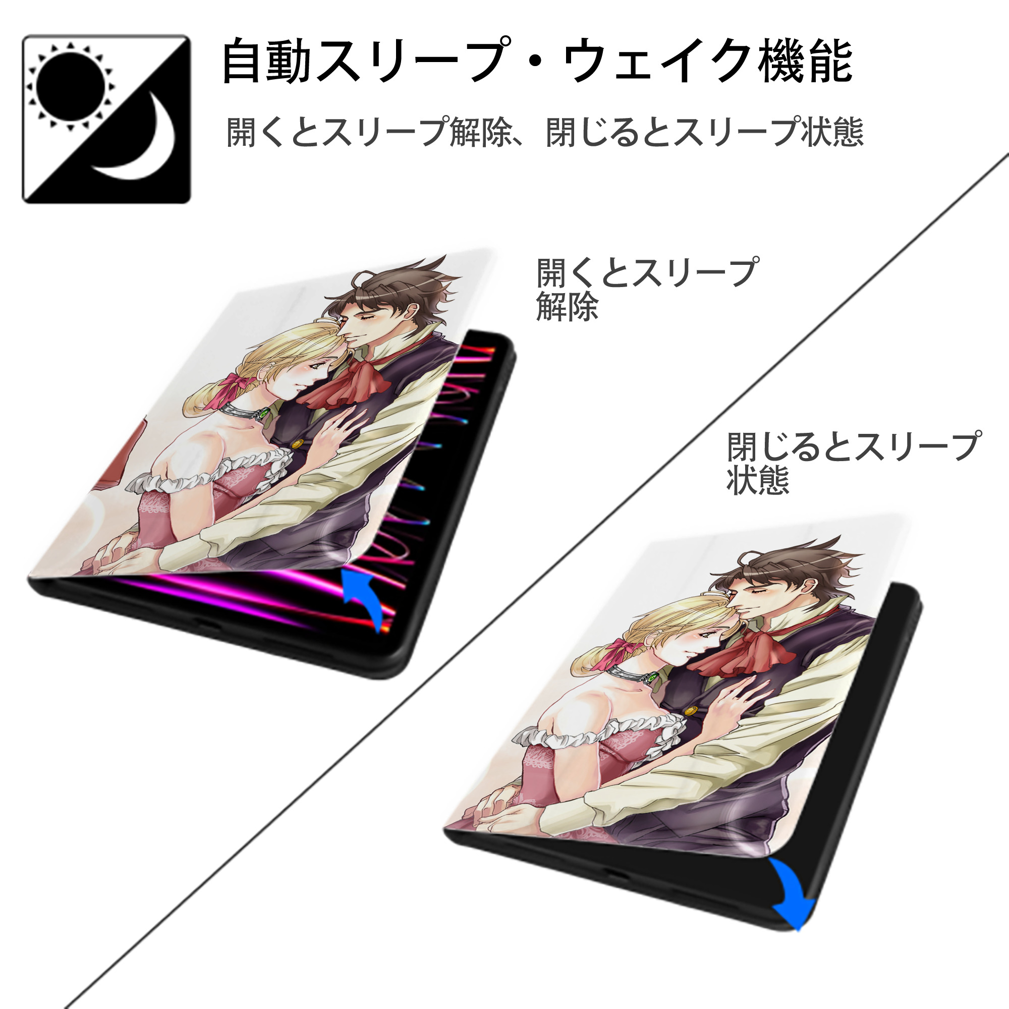 ジョジョの奇妙な冒険 JoJo's Bizarre Adventure IPadケース ペンホルダー付き ブックスタイルデザイン