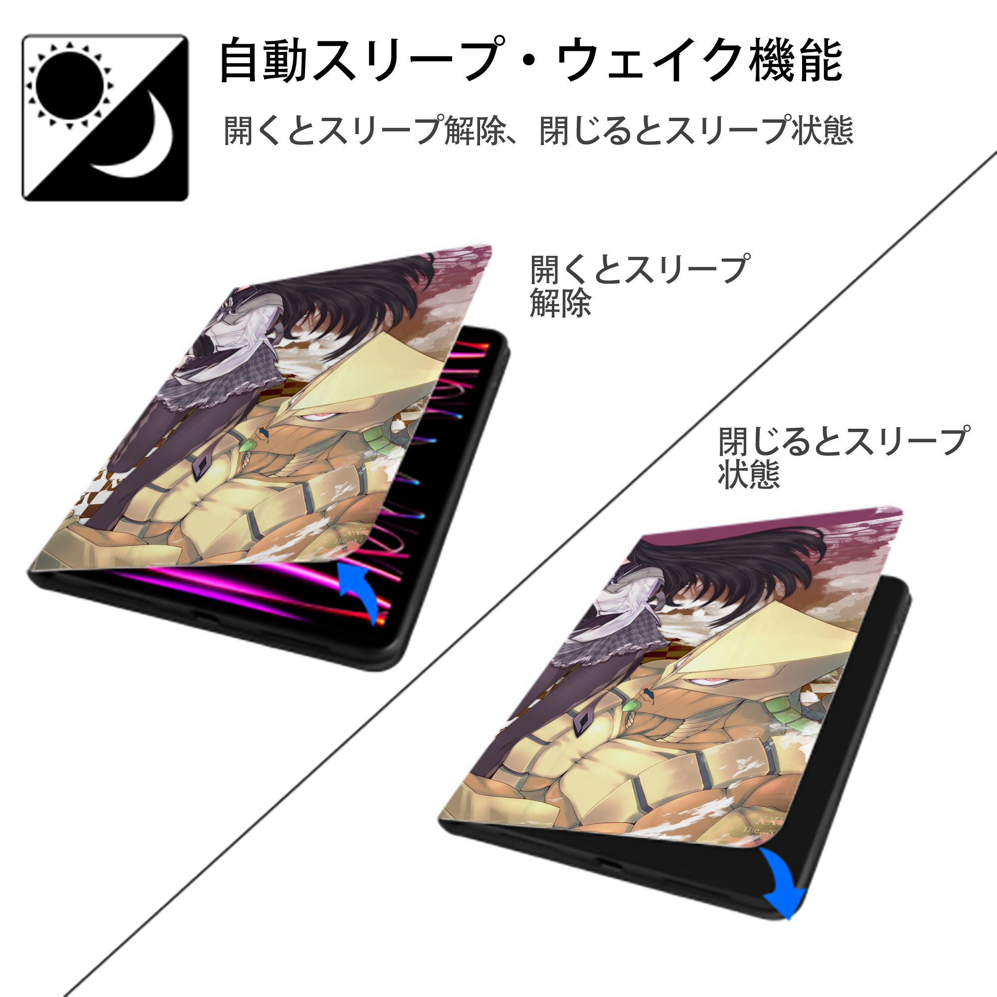 ジョジョの奇妙な冒険 JoJo's Bizarre Adventure IPadケース ペンホルダー付き ブックスタイルデザイン