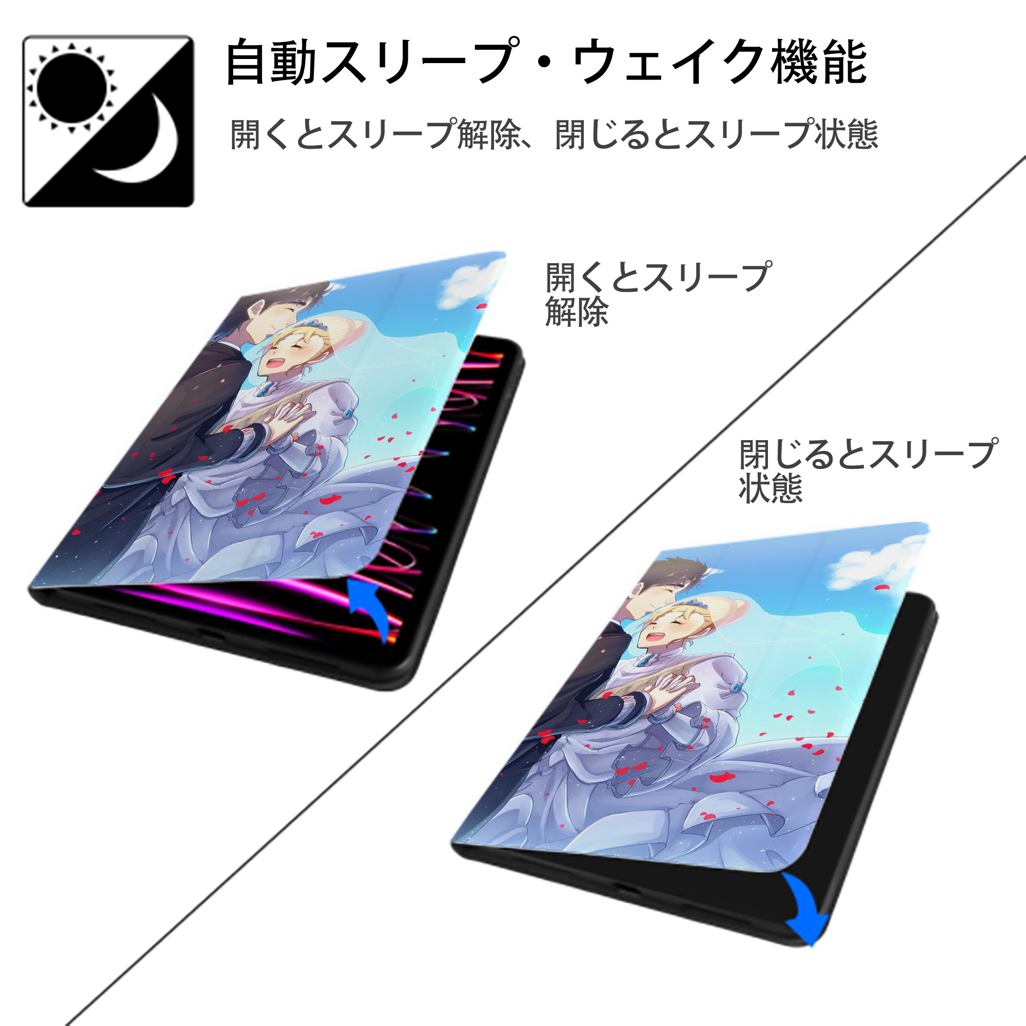 ジョジョの奇妙な冒険 JoJo's Bizarre Adventure IPadケース ペンホルダー付き ブックスタイルデザイン