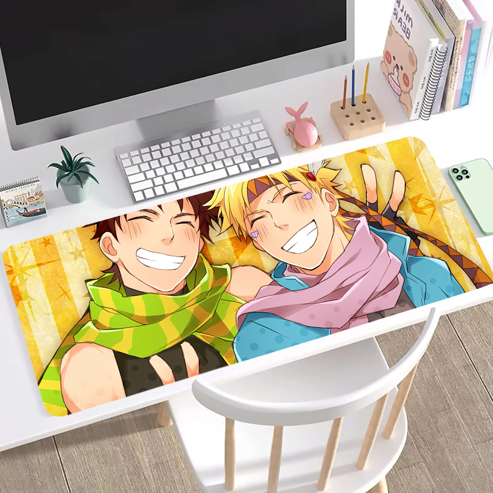 （画像用） ジョジョの奇妙な冒険 JoJo's Bizarre Adventure ステッチ加工 大判デスクマット／滑り止めマウスパッド
