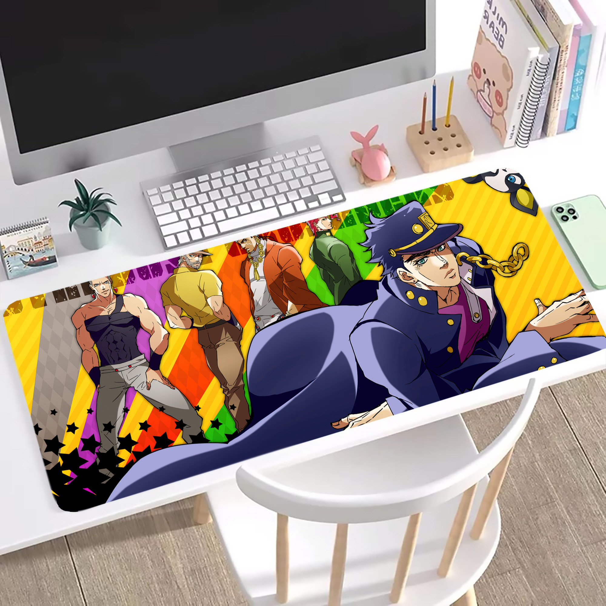（画像用） ジョジョの奇妙な冒険 JoJo's Bizarre Adventure ステッチ加工 大判デスクマット／滑り止めマウスパッド