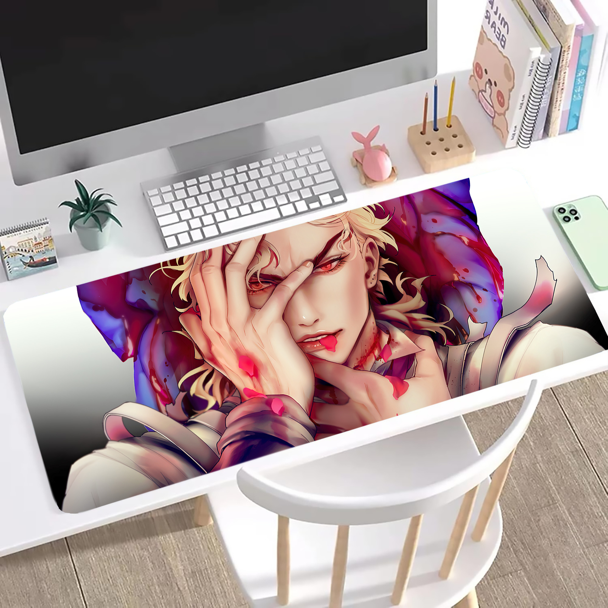 （画像用） ジョジョの奇妙な冒険 JoJo's Bizarre Adventure ステッチ加工 大判デスクマット／滑り止めマウスパッド