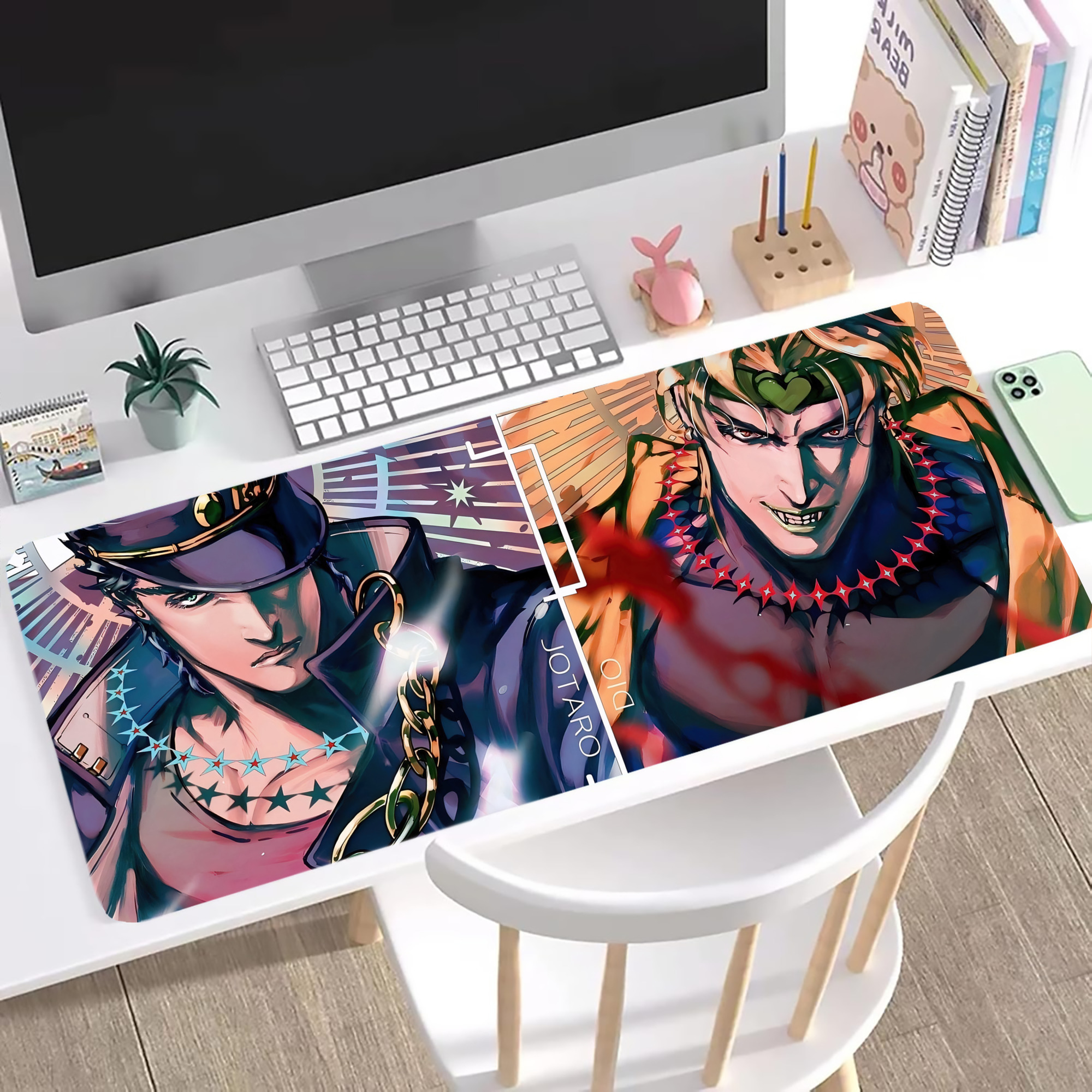 （画像用） ジョジョの奇妙な冒険 JoJo's Bizarre Adventure ステッチ加工 大判デスクマット／滑り止めマウスパッド