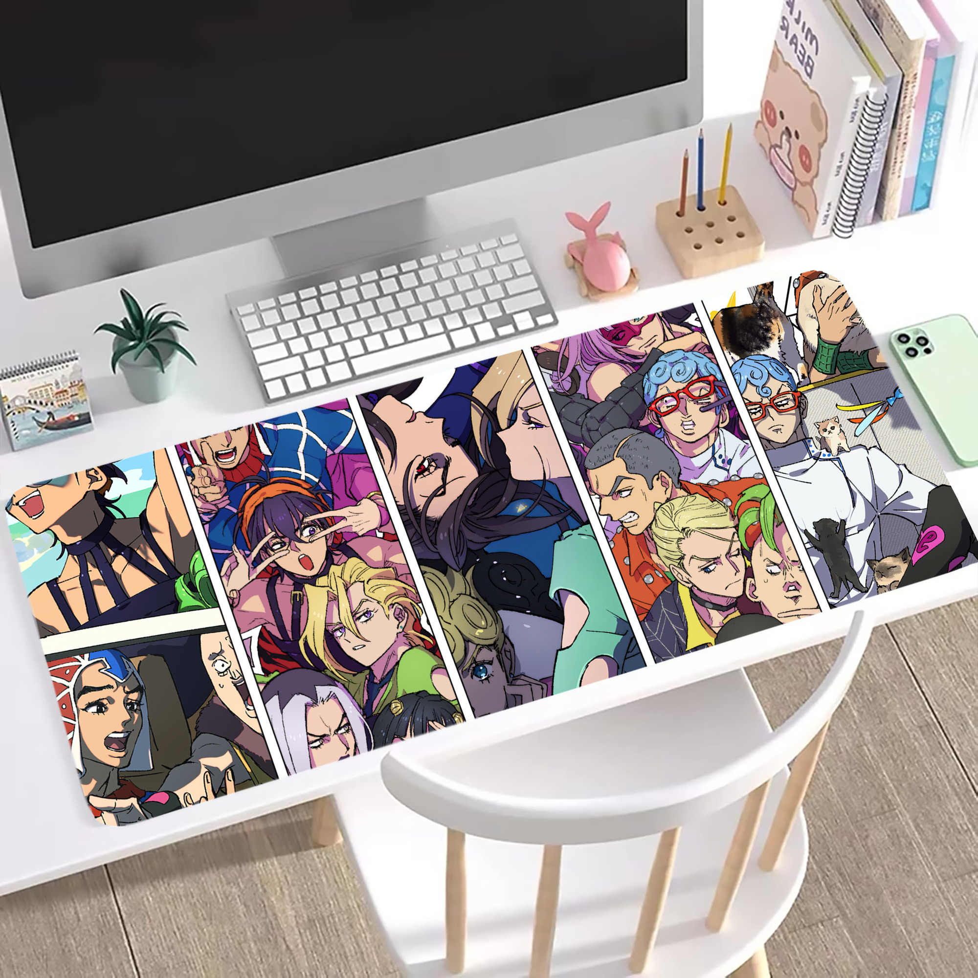 （画像用） ジョジョの奇妙な冒険 JoJo's Bizarre Adventure ステッチ加工 大判デスクマット／滑り止めマウスパッド