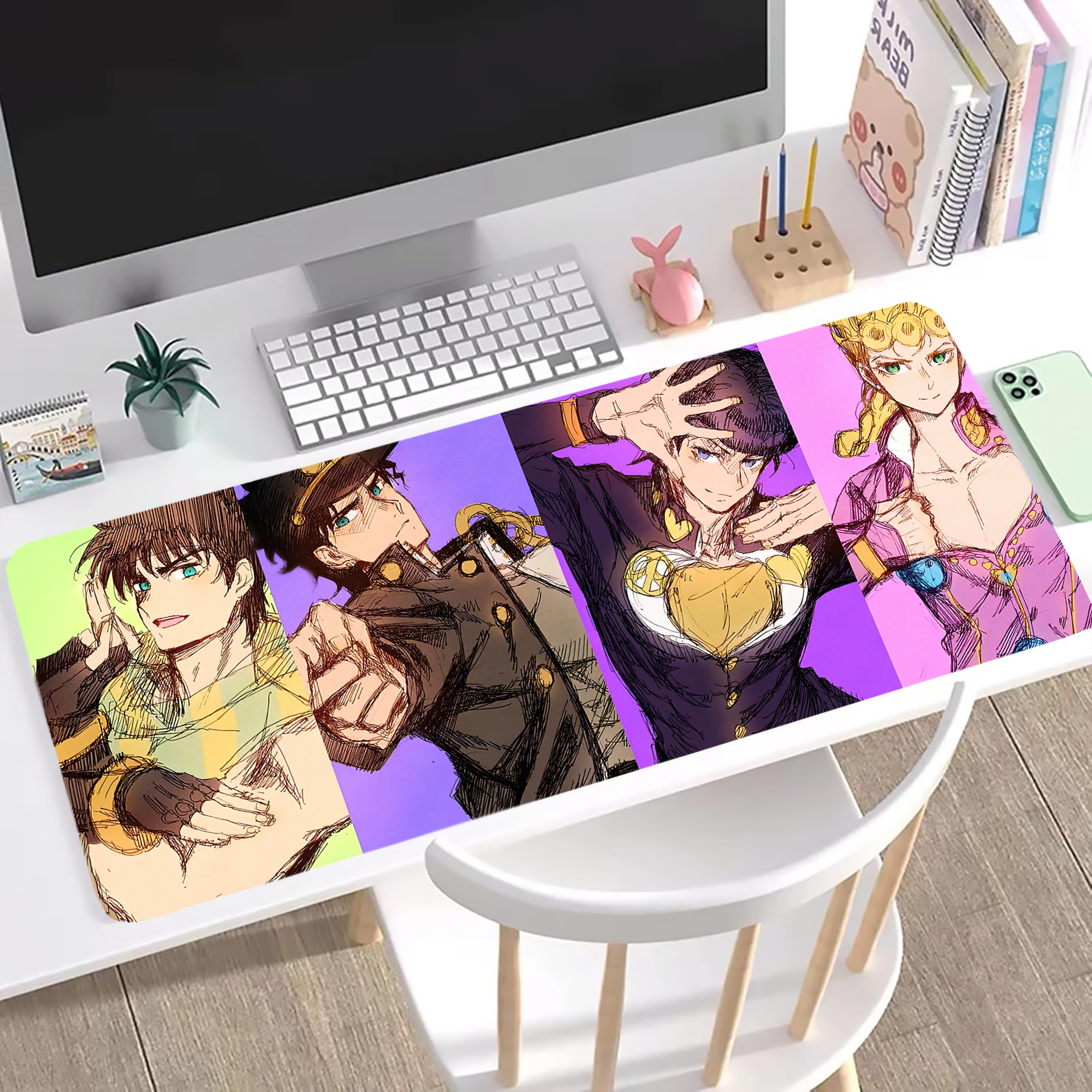 （画像用） ジョジョの奇妙な冒険 JoJo's Bizarre Adventure ステッチ加工 大判デスクマット／滑り止めマウスパッド