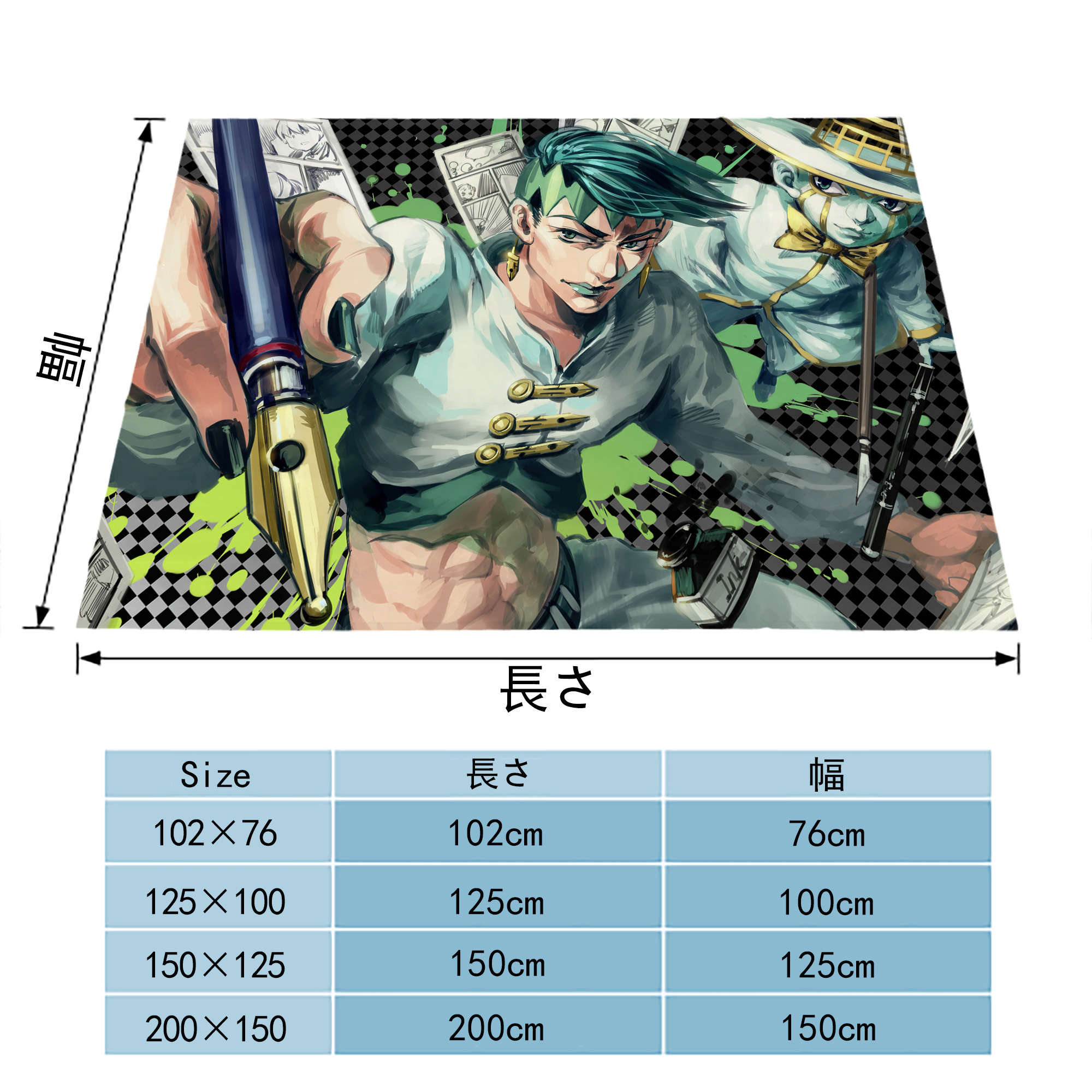 ジョジョの奇妙な冒険 JoJo's Bizarre Adventure フランネルブランケット・多サイズ対応（横型）