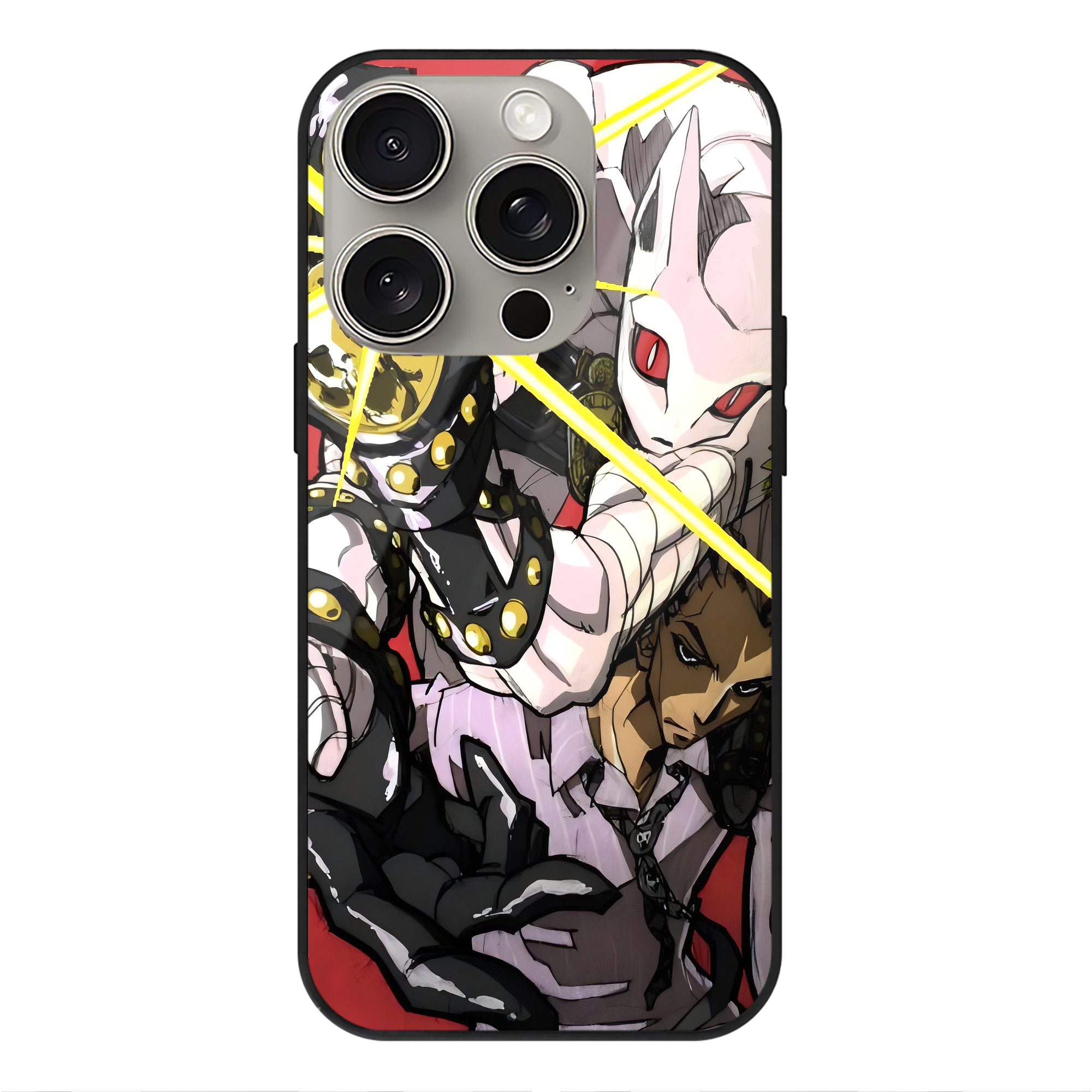 （画像用） ジョジョの奇妙な冒険 JoJo's Bizarre Adventure 【iPhone15Pro対応】スマホケース 耐衝撃＆黄変防止 背面ガラス