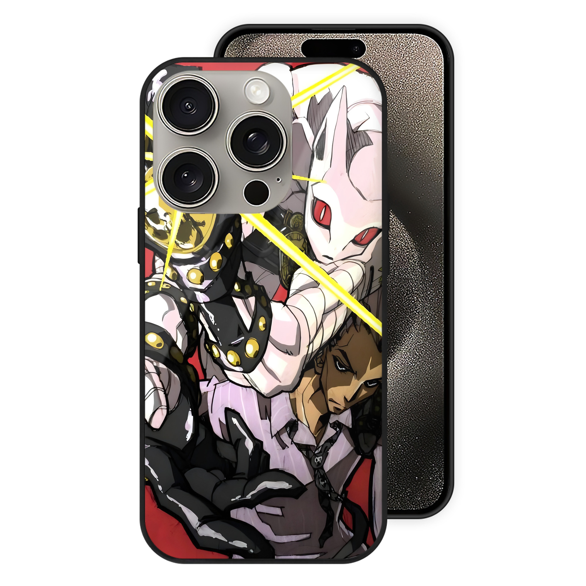 （画像用） ジョジョの奇妙な冒険 JoJo's Bizarre Adventure 【iPhone15Pro対応】スマホケース 耐衝撃＆黄変防止 背面ガラス