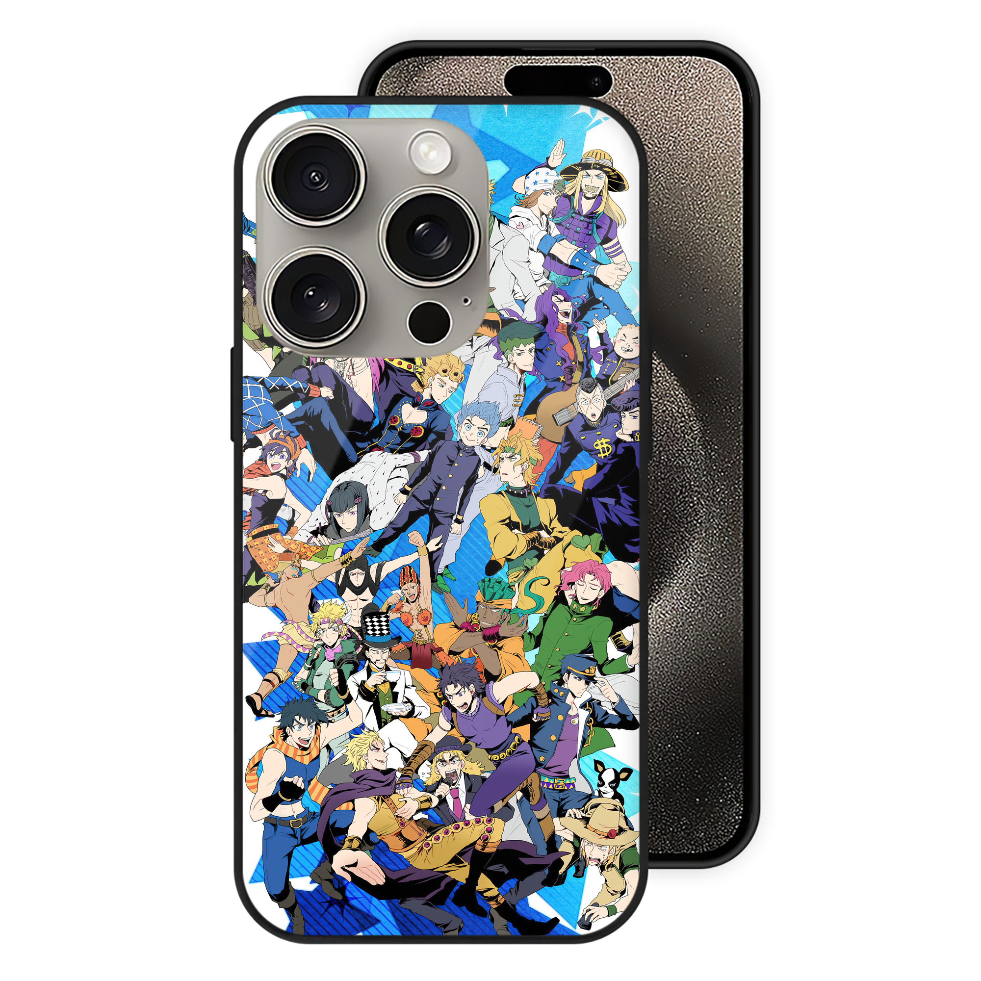 （画像用） ジョジョの奇妙な冒険 JoJo's Bizarre Adventure 【iPhone15Pro対応】スマホケース 耐衝撃＆黄変防止 背面ガラス