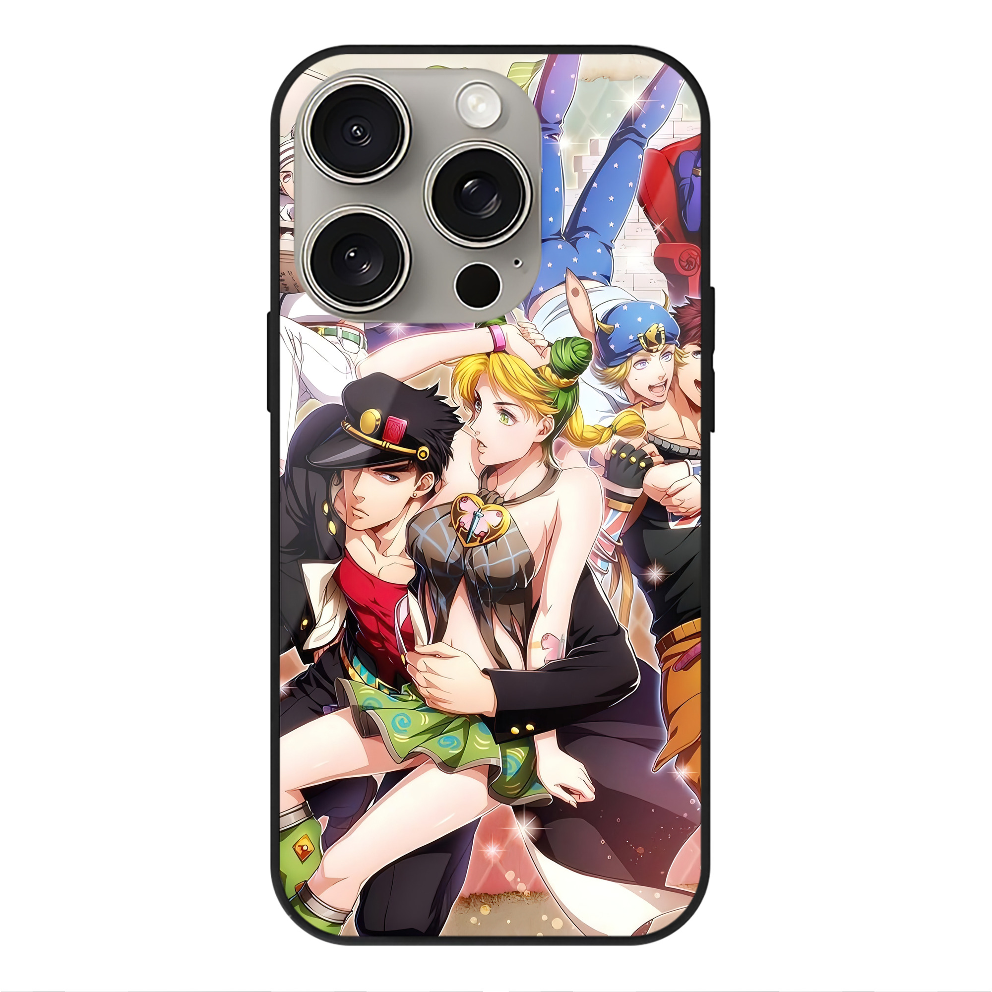 （画像用） ジョジョの奇妙な冒険 JoJo's Bizarre Adventure 【iPhone15Pro対応】スマホケース 耐衝撃＆黄変防止 背面ガラス