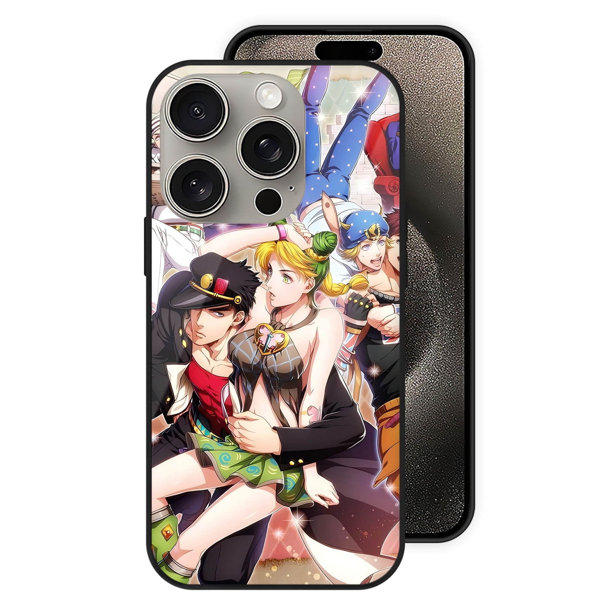 （画像用） ジョジョの奇妙な冒険 JoJo's Bizarre Adventure 【iPhone15Pro対応】スマホケース 耐衝撃＆黄変防止 背面ガラス