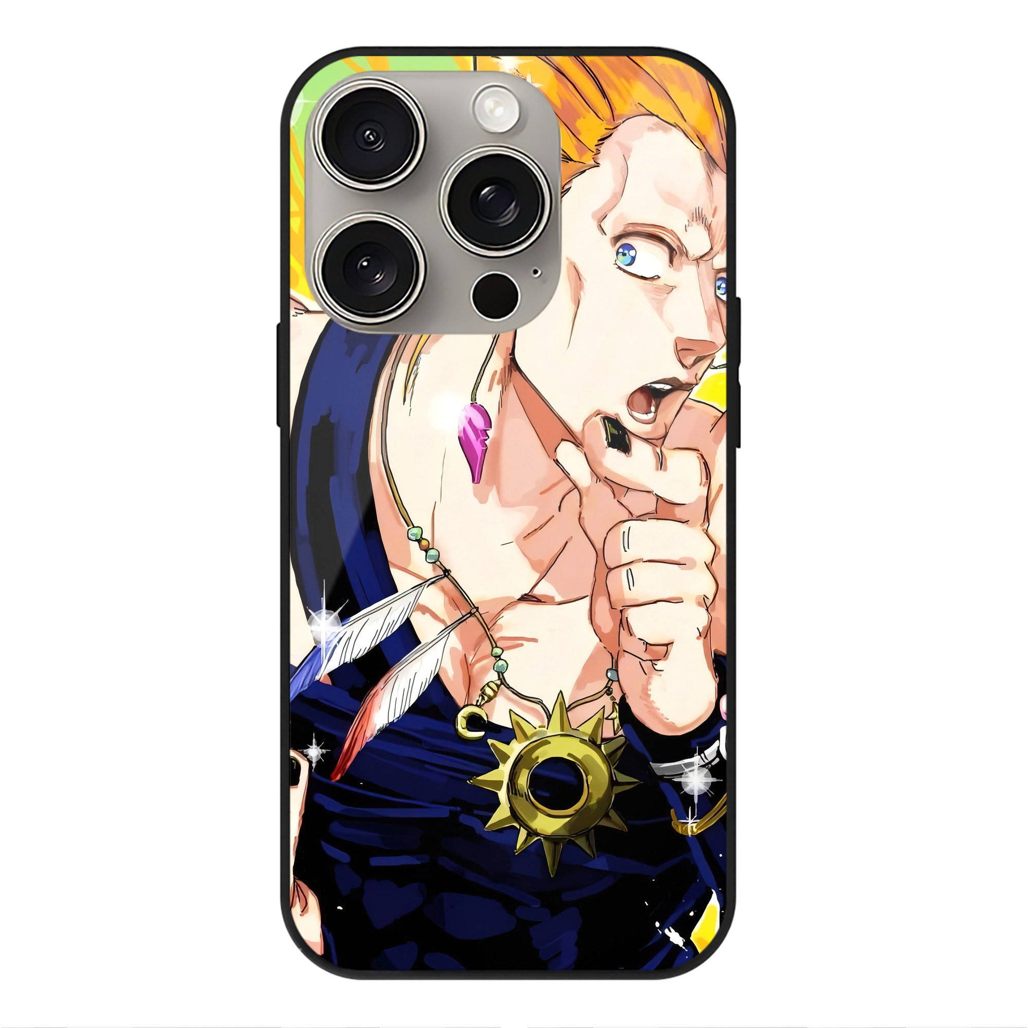 （画像用） ジョジョの奇妙な冒険 JoJo's Bizarre Adventure 【iPhone15Pro対応】スマホケース 耐衝撃＆黄変防止 背面ガラス