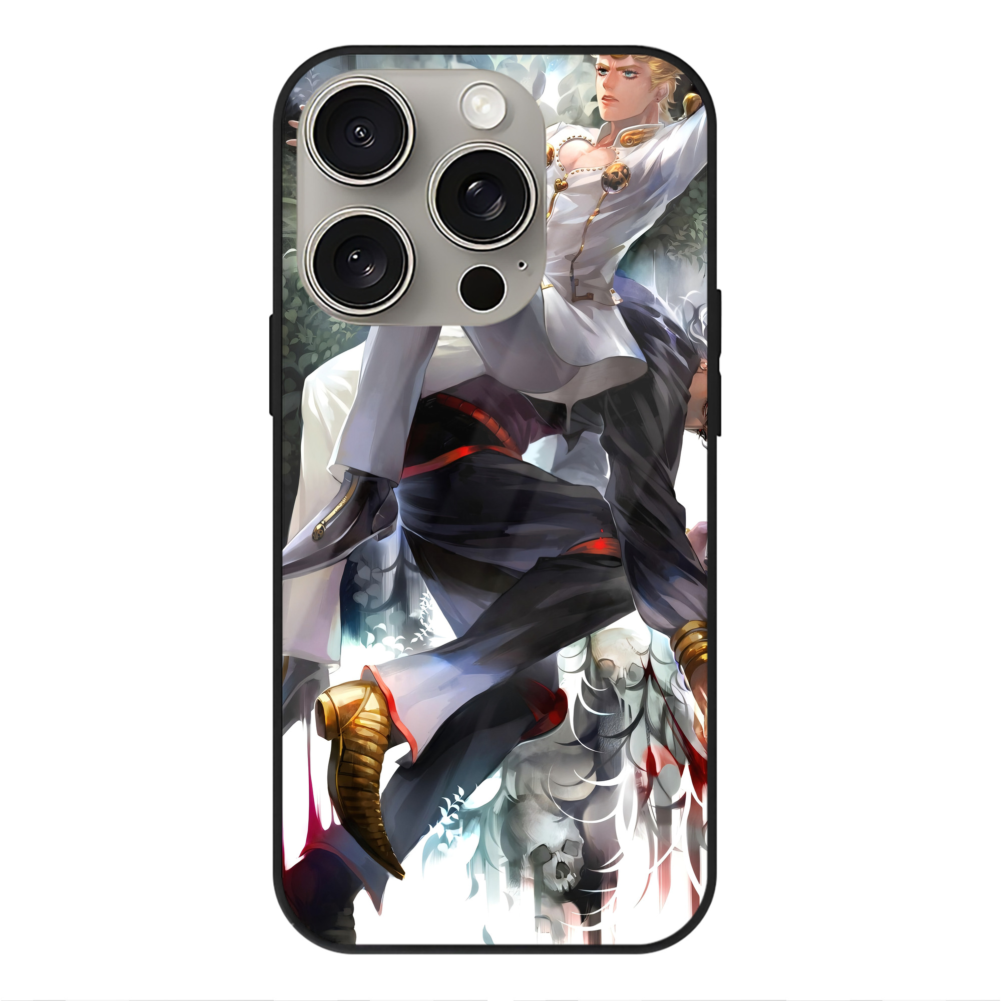 （画像用） ジョジョの奇妙な冒険 JoJo's Bizarre Adventure 【iPhone15Pro対応】スマホケース 耐衝撃＆黄変防止 背面ガラス