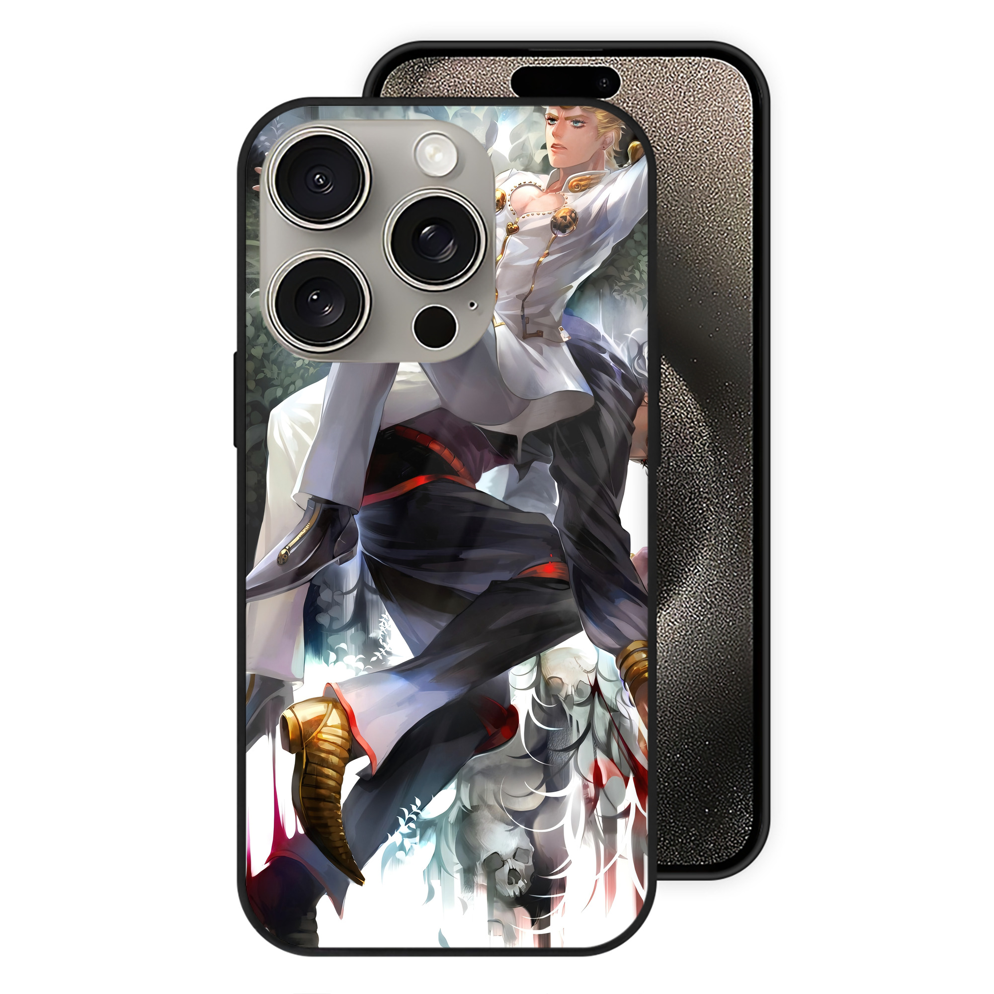 （画像用） ジョジョの奇妙な冒険 JoJo's Bizarre Adventure 【iPhone15Pro対応】スマホケース 耐衝撃＆黄変防止 背面ガラス