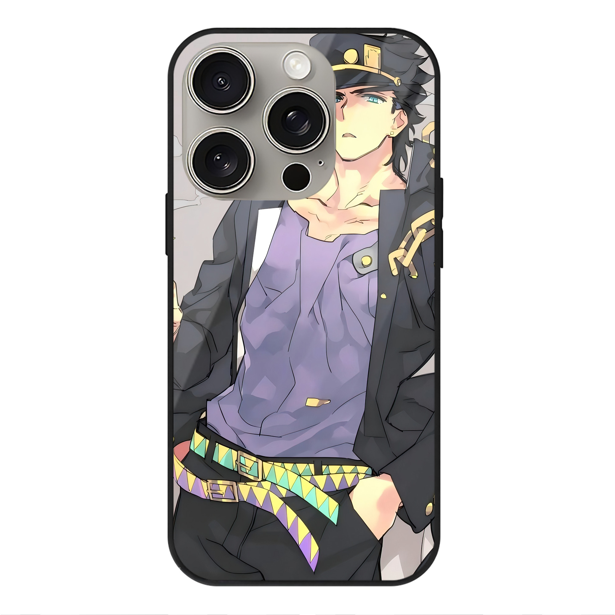 （画像用） ジョジョの奇妙な冒険 JoJo's Bizarre Adventure 【iPhone15Pro対応】スマホケース 耐衝撃＆黄変防止 背面ガラス
