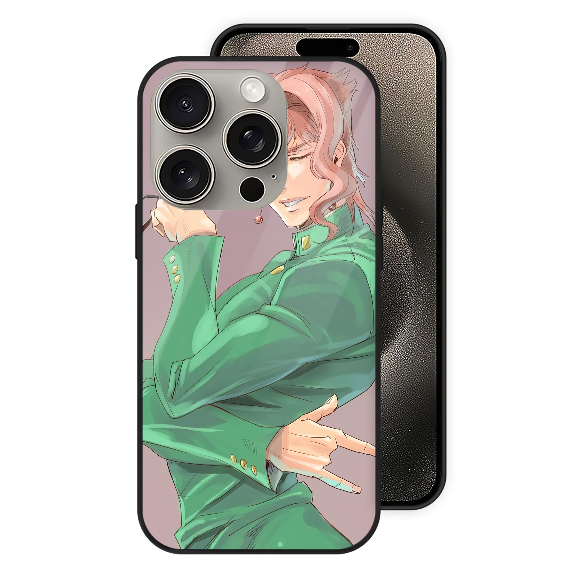 （画像用） ジョジョの奇妙な冒険 JoJo's Bizarre Adventure 【iPhone15Pro対応】スマホケース 耐衝撃＆黄変防止 背面ガラス