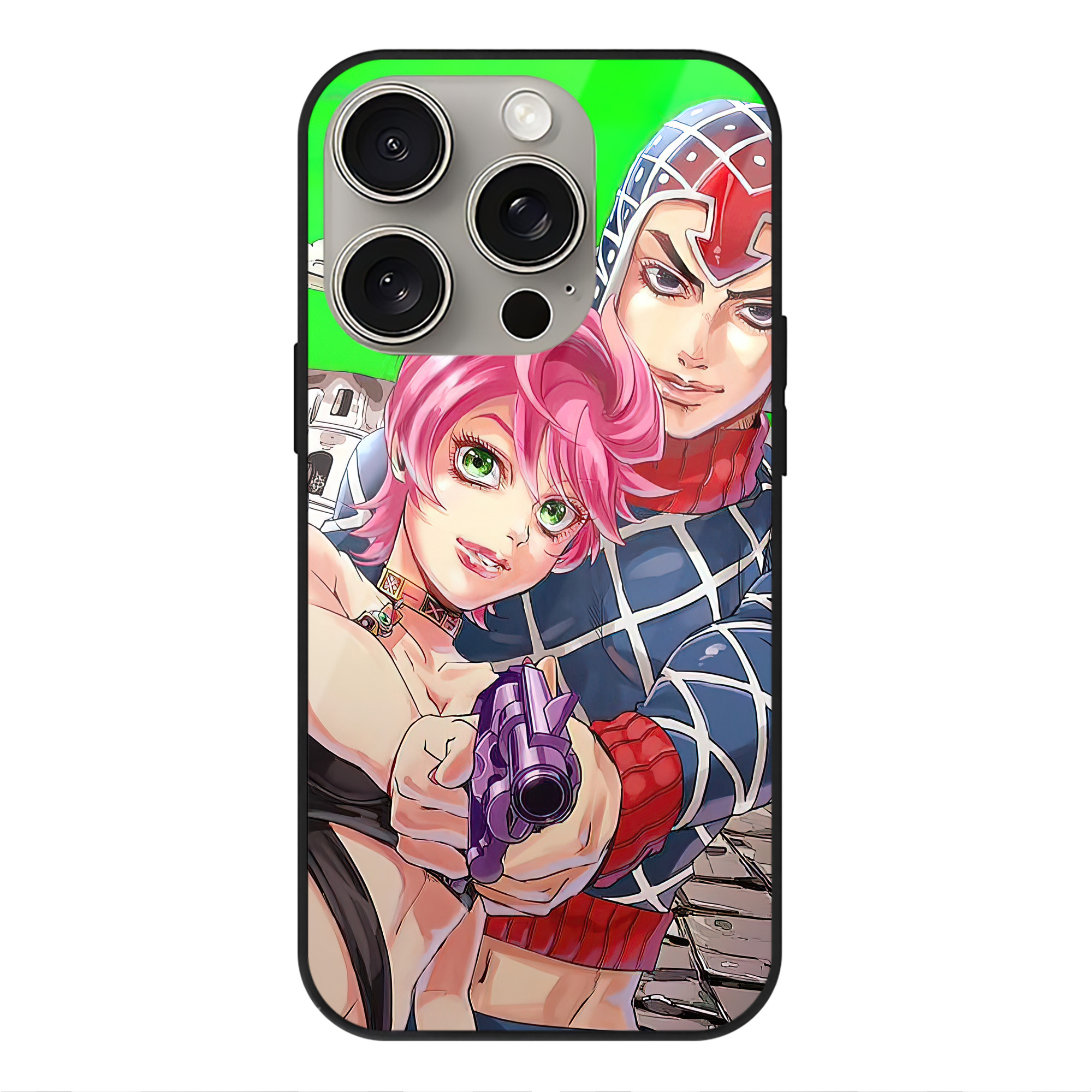 （画像用） ジョジョの奇妙な冒険 JoJo's Bizarre Adventure 【iPhone15Pro対応】スマホケース 耐衝撃＆黄変防止 背面ガラス