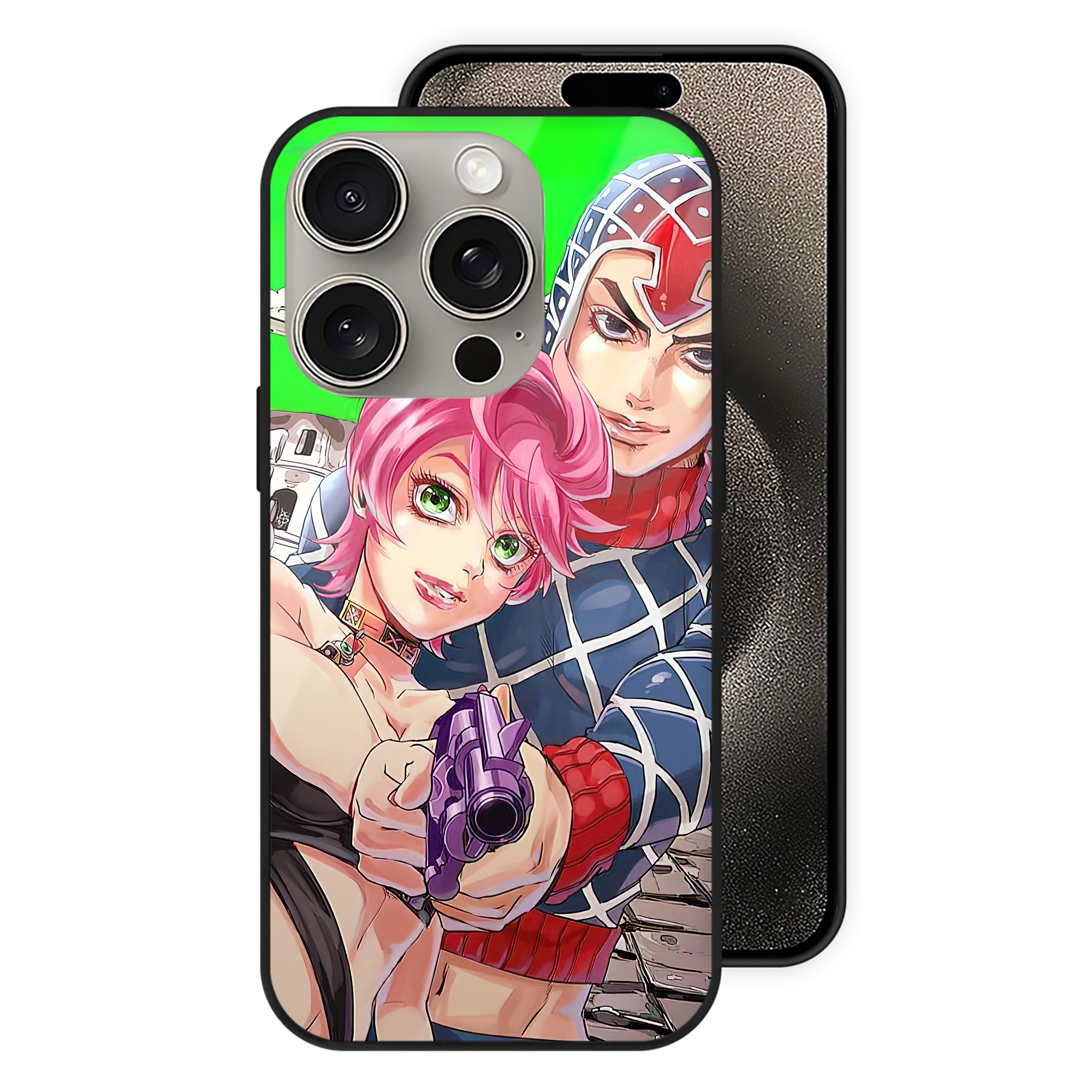 （画像用） ジョジョの奇妙な冒険 JoJo's Bizarre Adventure 【iPhone15Pro対応】スマホケース 耐衝撃＆黄変防止 背面ガラス