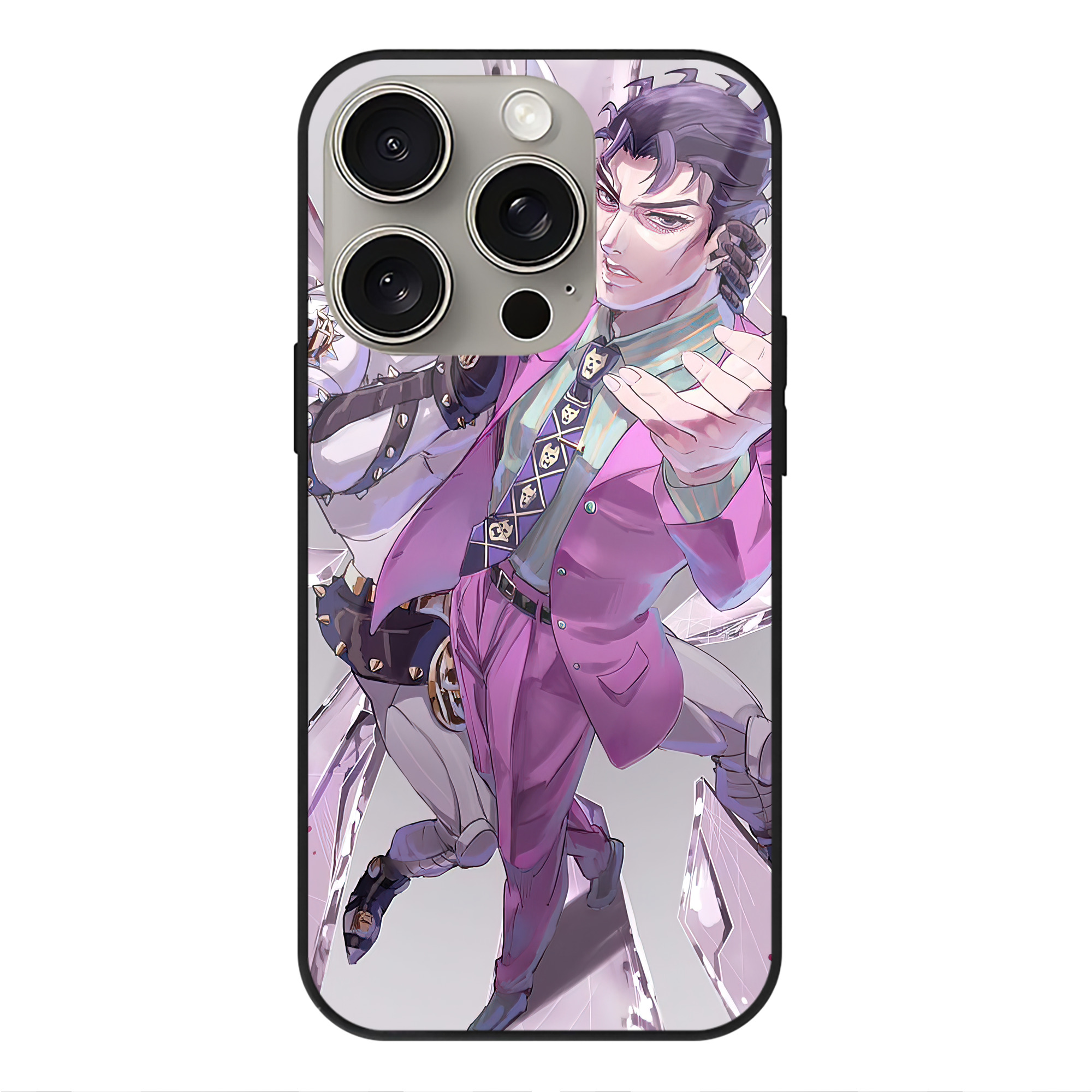 （画像用） ジョジョの奇妙な冒険 JoJo's Bizarre Adventure 【iPhone15Pro対応】スマホケース 耐衝撃＆黄変防止 背面ガラス