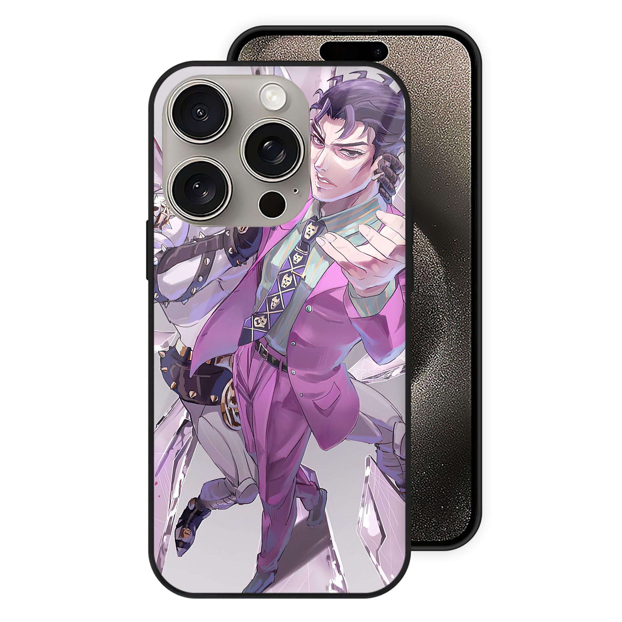 （画像用） ジョジョの奇妙な冒険 JoJo's Bizarre Adventure 【iPhone15Pro対応】スマホケース 耐衝撃＆黄変防止 背面ガラス