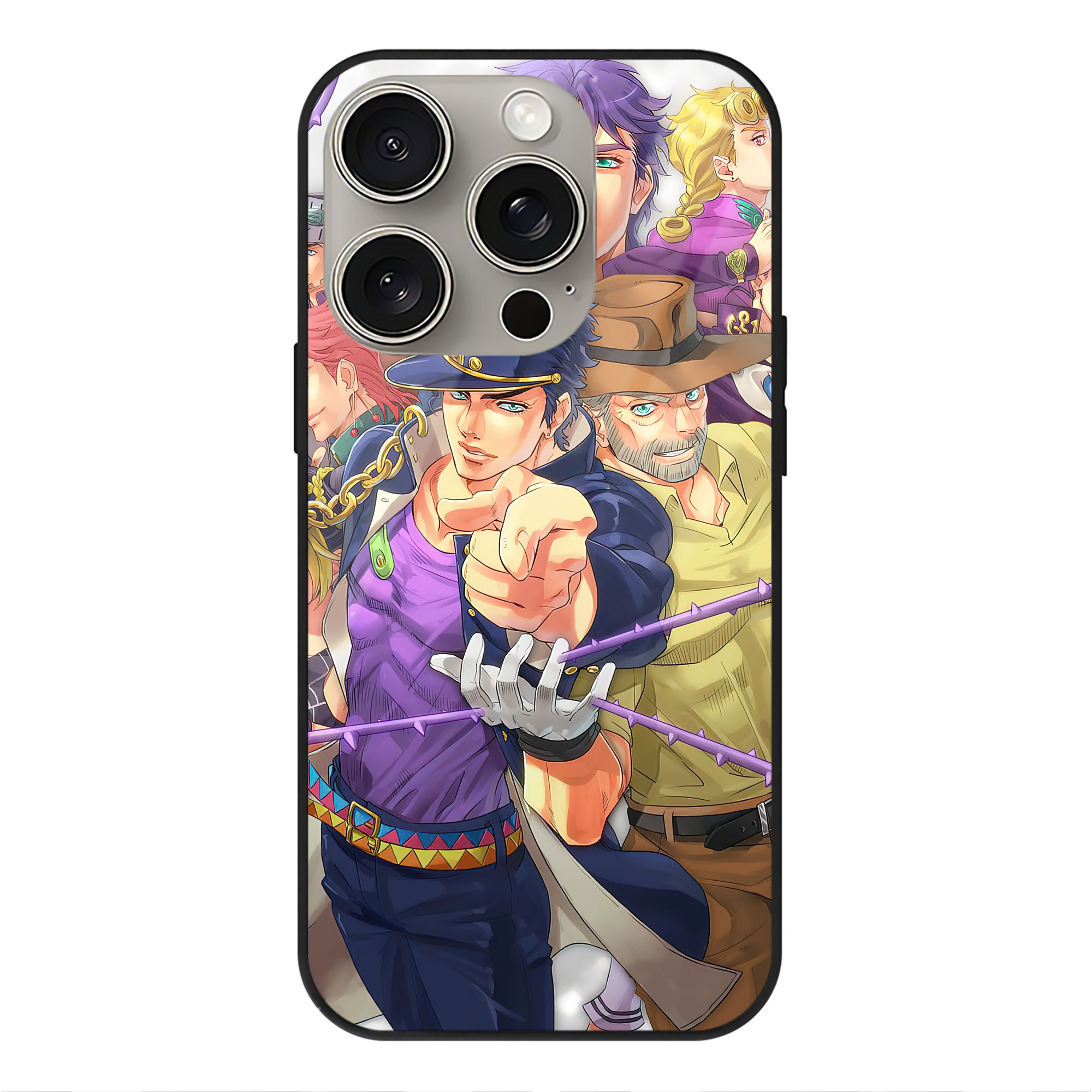 （画像用） ジョジョの奇妙な冒険 JoJo's Bizarre Adventure 【iPhone15Pro対応】スマホケース 耐衝撃＆黄変防止 背面ガラス