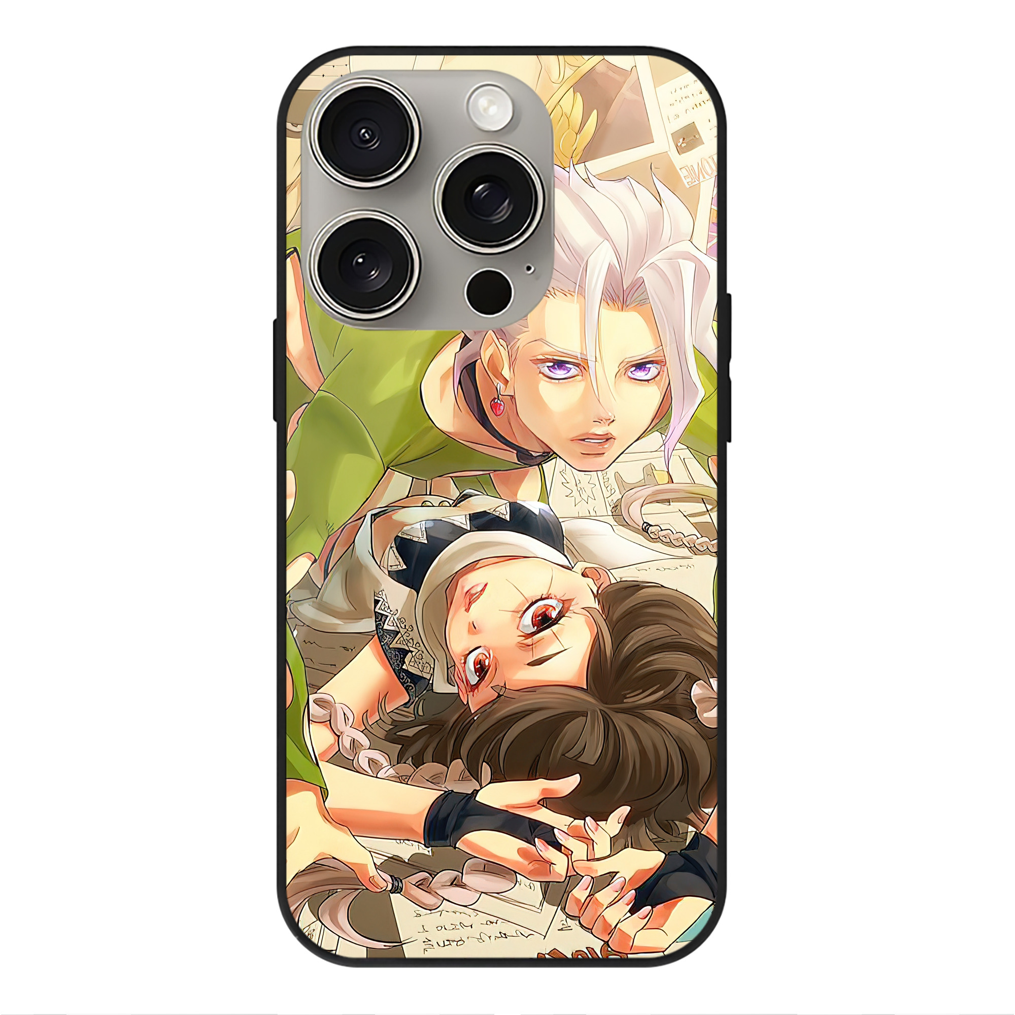 （画像用） ジョジョの奇妙な冒険 JoJo's Bizarre Adventure 【iPhone15Pro対応】スマホケース 耐衝撃＆黄変防止 背面ガラス