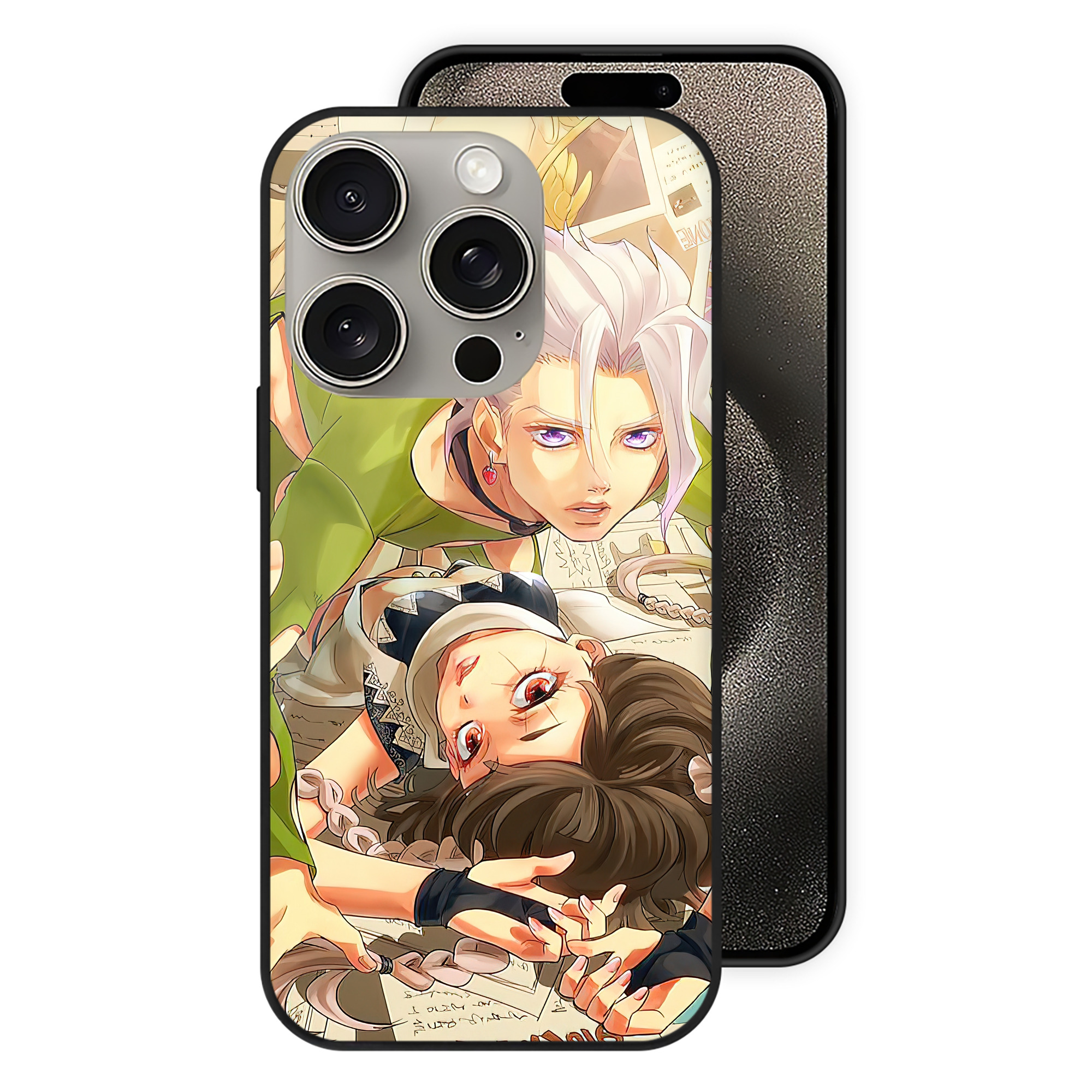 （画像用） ジョジョの奇妙な冒険 JoJo's Bizarre Adventure 【iPhone15Pro対応】スマホケース 耐衝撃＆黄変防止 背面ガラス