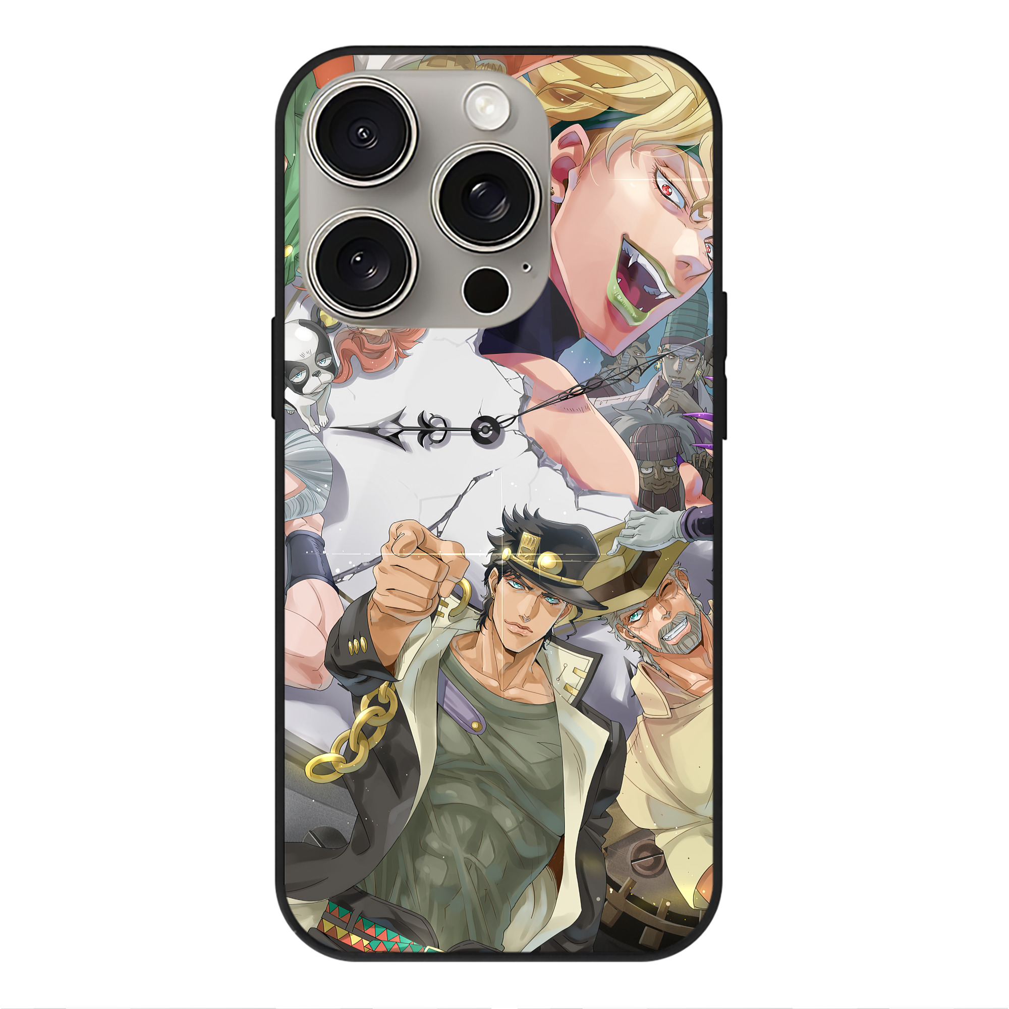 （画像用） ジョジョの奇妙な冒険 JoJo's Bizarre Adventure 【iPhone15Pro対応】スマホケース 耐衝撃＆黄変防止 背面ガラス