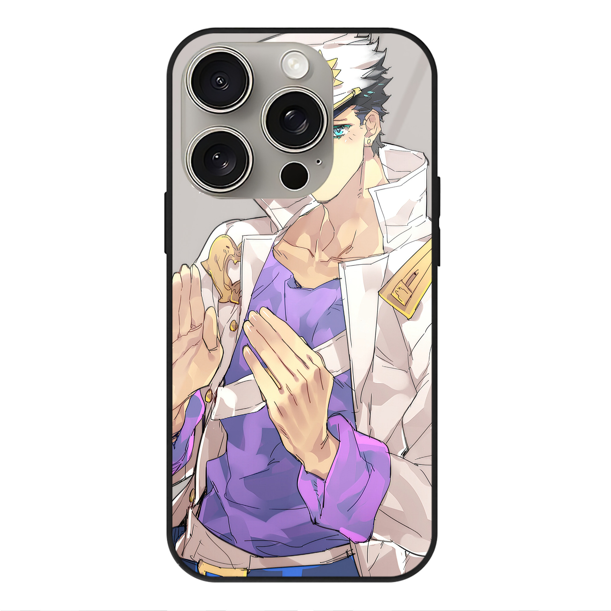 （画像用） ジョジョの奇妙な冒険 JoJo's Bizarre Adventure 【iPhone15Pro対応】スマホケース 耐衝撃＆黄変防止 背面ガラス